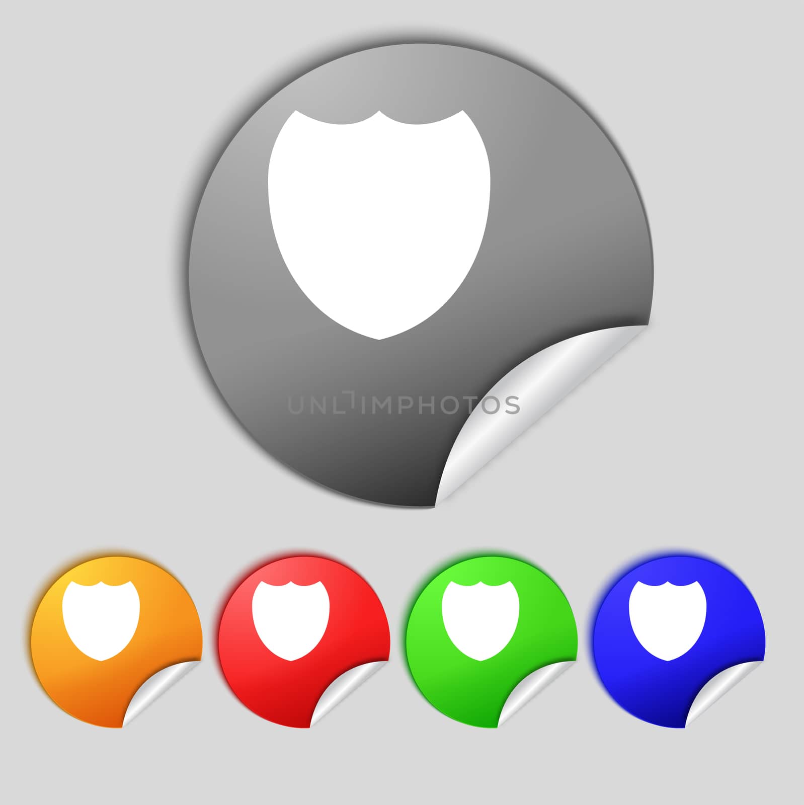 Shield sign icon. Protection symbol. Set colour buttons.  illustration