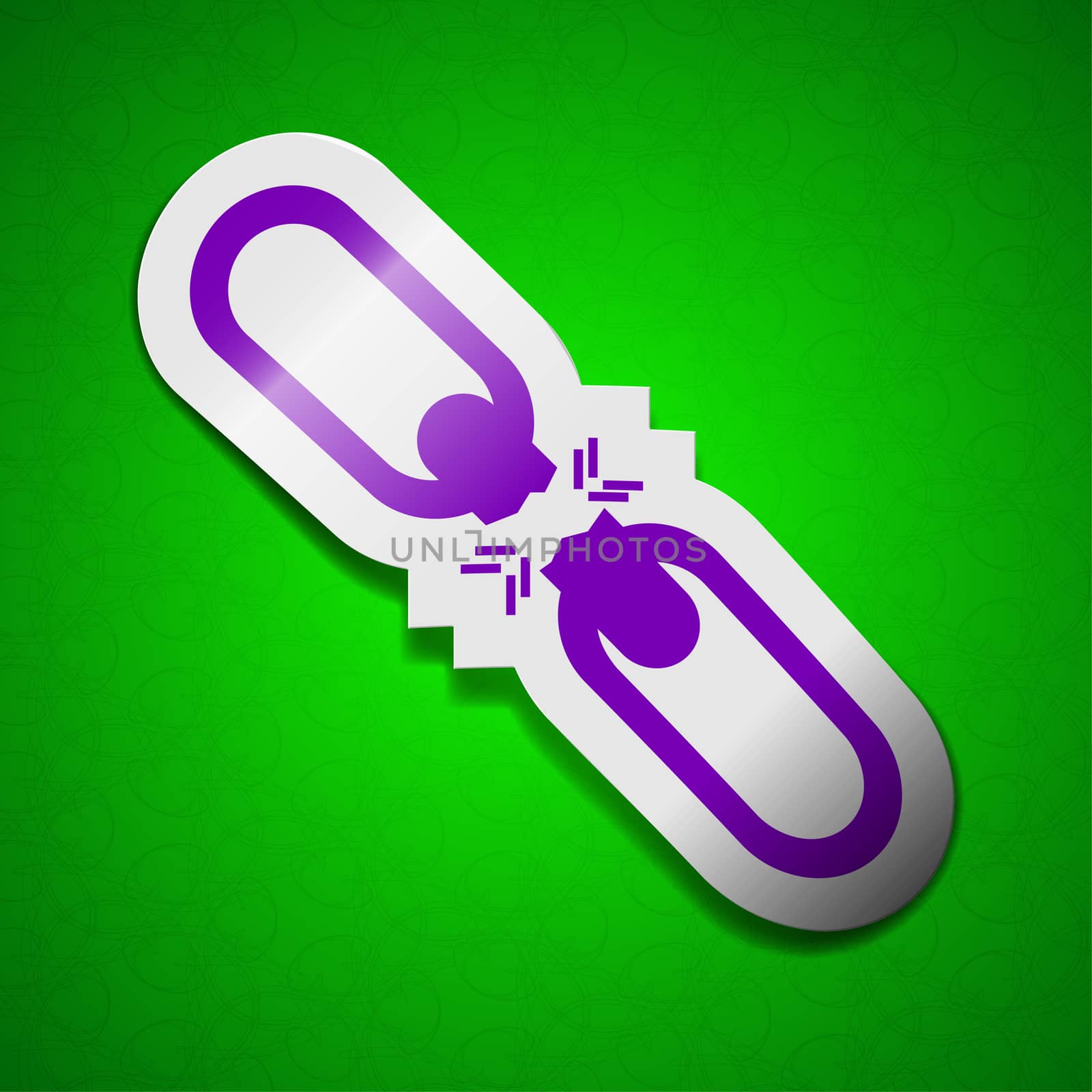 Broken connection icon sign. Symbol chic colored sticky label on green background.  by serhii_lohvyniuk