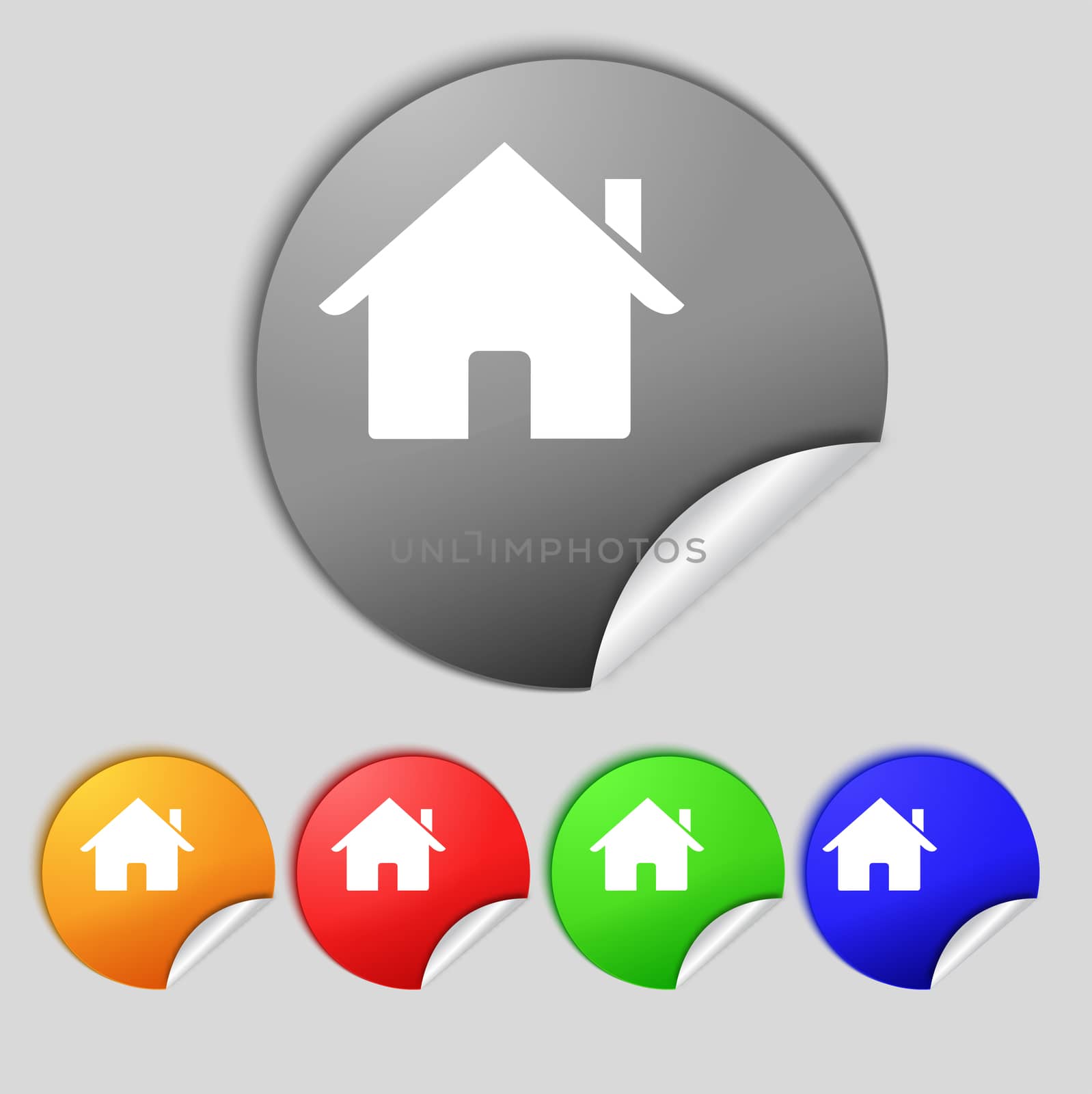Home sign icon. Main page button. Navigation symbol. Set colur buttons  illustration