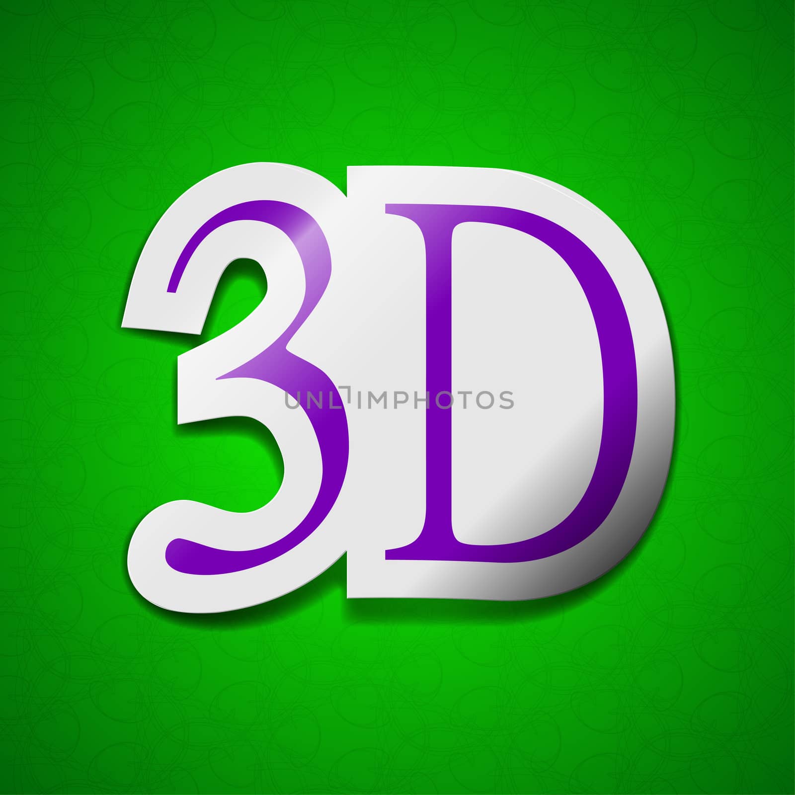 3D  icon sign. Symbol chic colored sticky label on green background.  by serhii_lohvyniuk