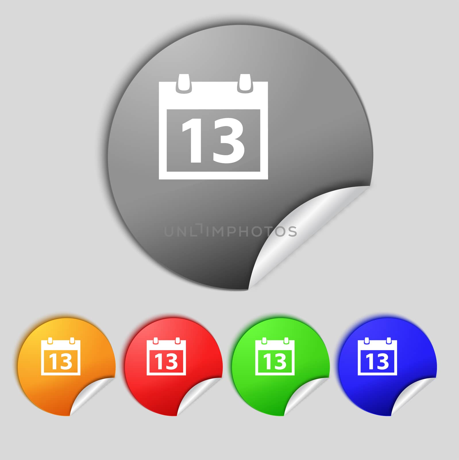Calendar sign icon. days month symbol. Date button Set colur buttons.  illustration