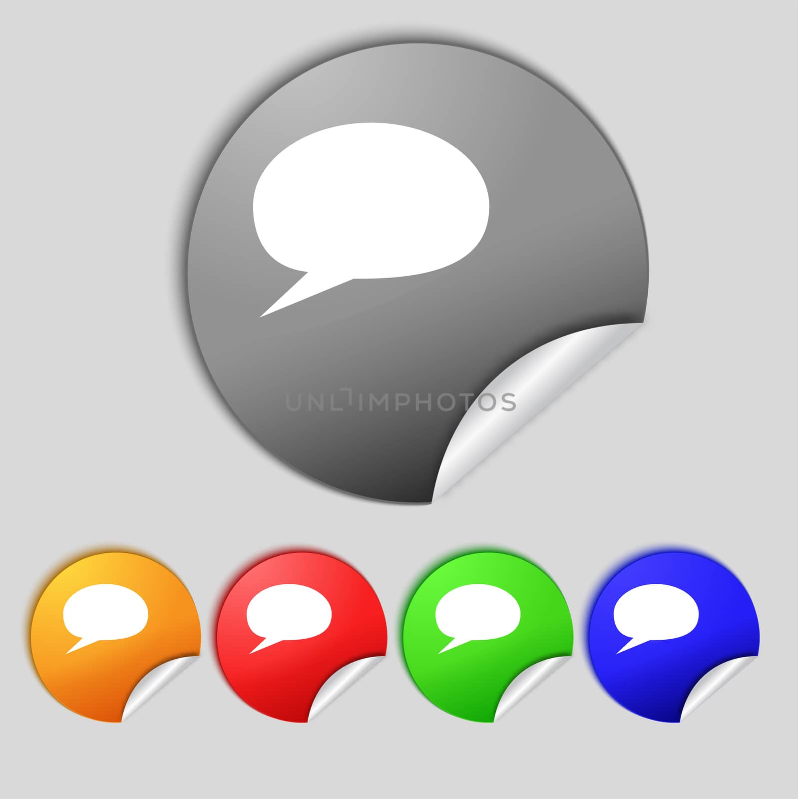 Speech bubble icons. Think cloud symbols. Set colourful buttons.  by serhii_lohvyniuk