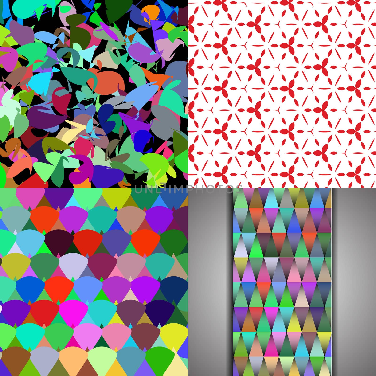 Set of Abstract rainbow colorful tiles mosaic painting geometric palette pattern background.  illustration