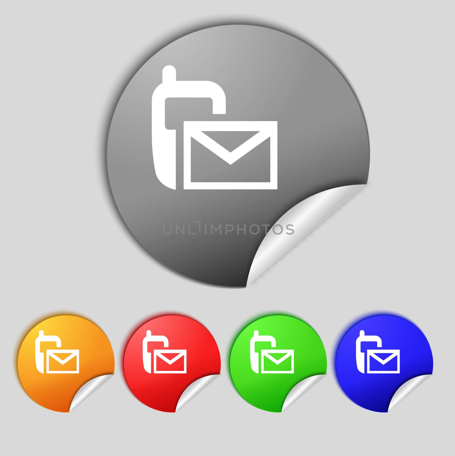 Mail icon. Envelope symbol. Message sms sign.navigation button. Set colour buttons. by serhii_lohvyniuk