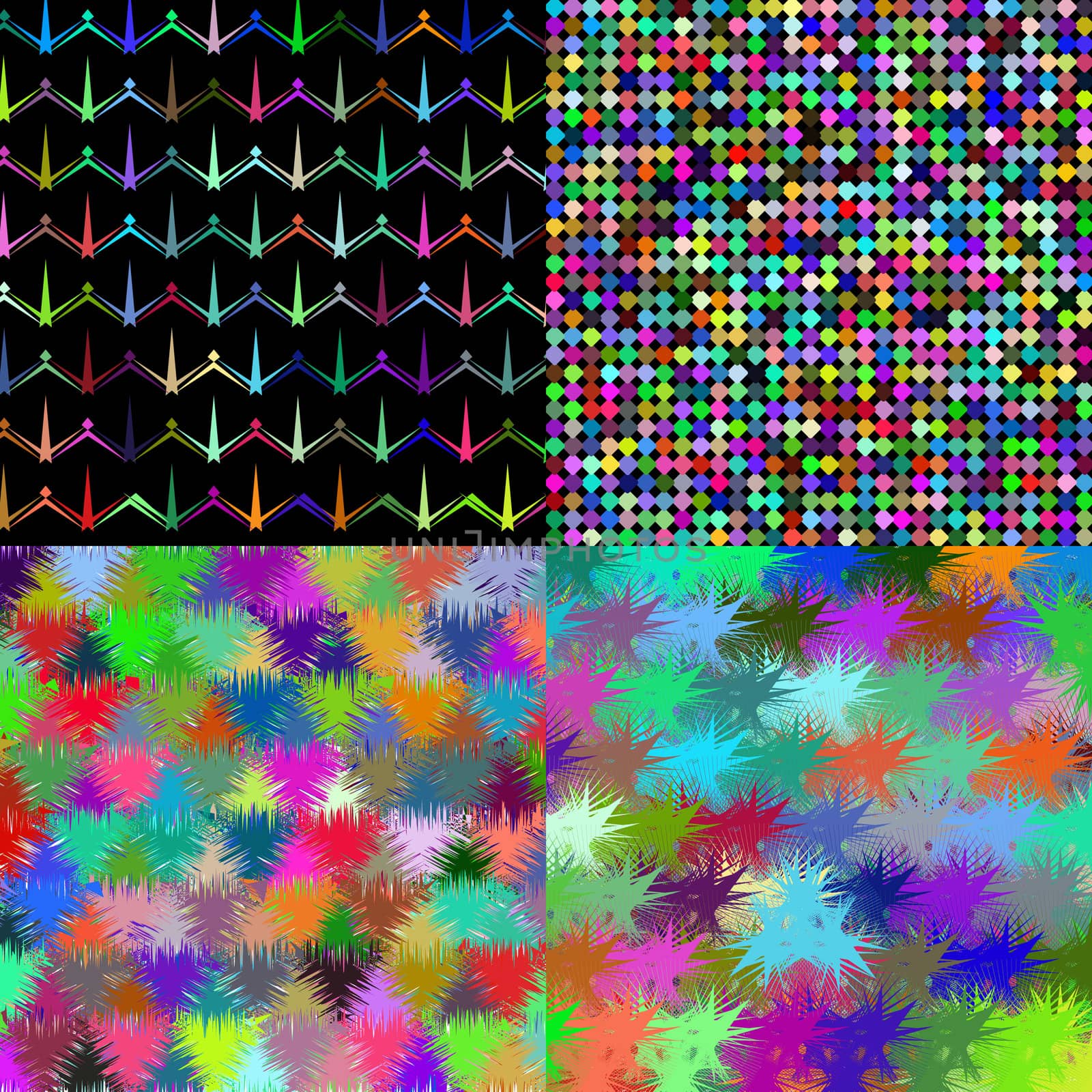 Set of Abstract rainbow colorful tiles mosaic painting geometric palette pattern background.  by serhii_lohvyniuk