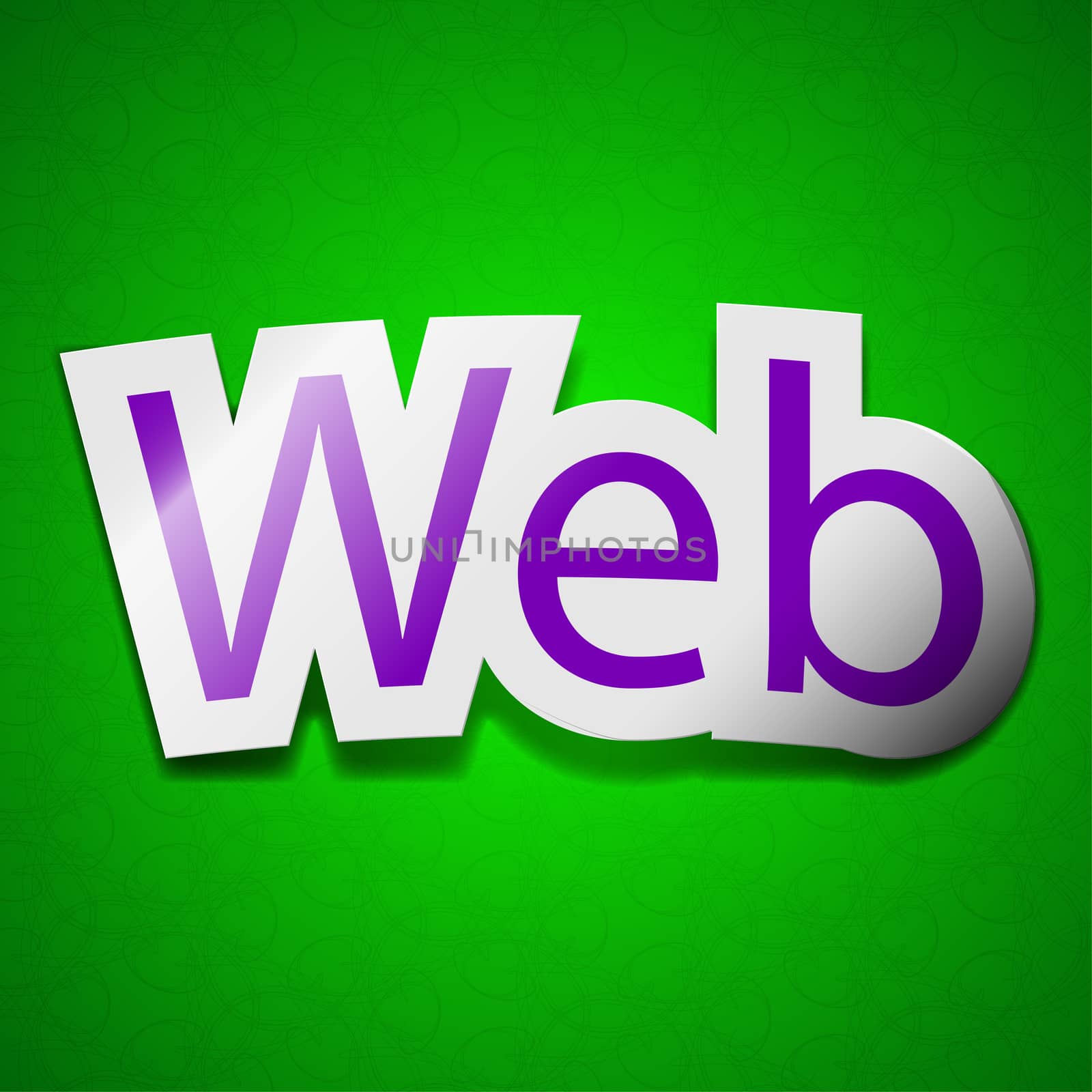 Web icon sign. Symbol chic colored sticky label on green background.  by serhii_lohvyniuk