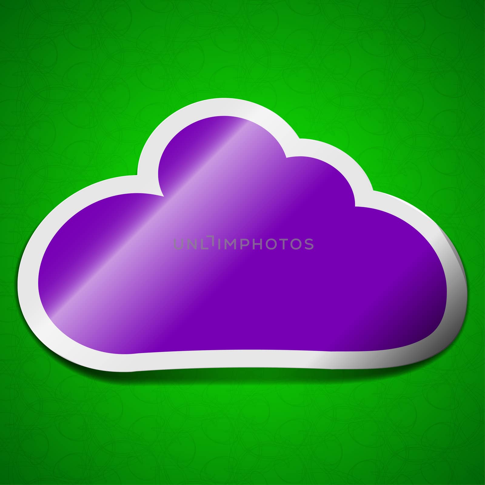 Cloud  icon sign. Symbol chic colored sticky label on green background.  by serhii_lohvyniuk