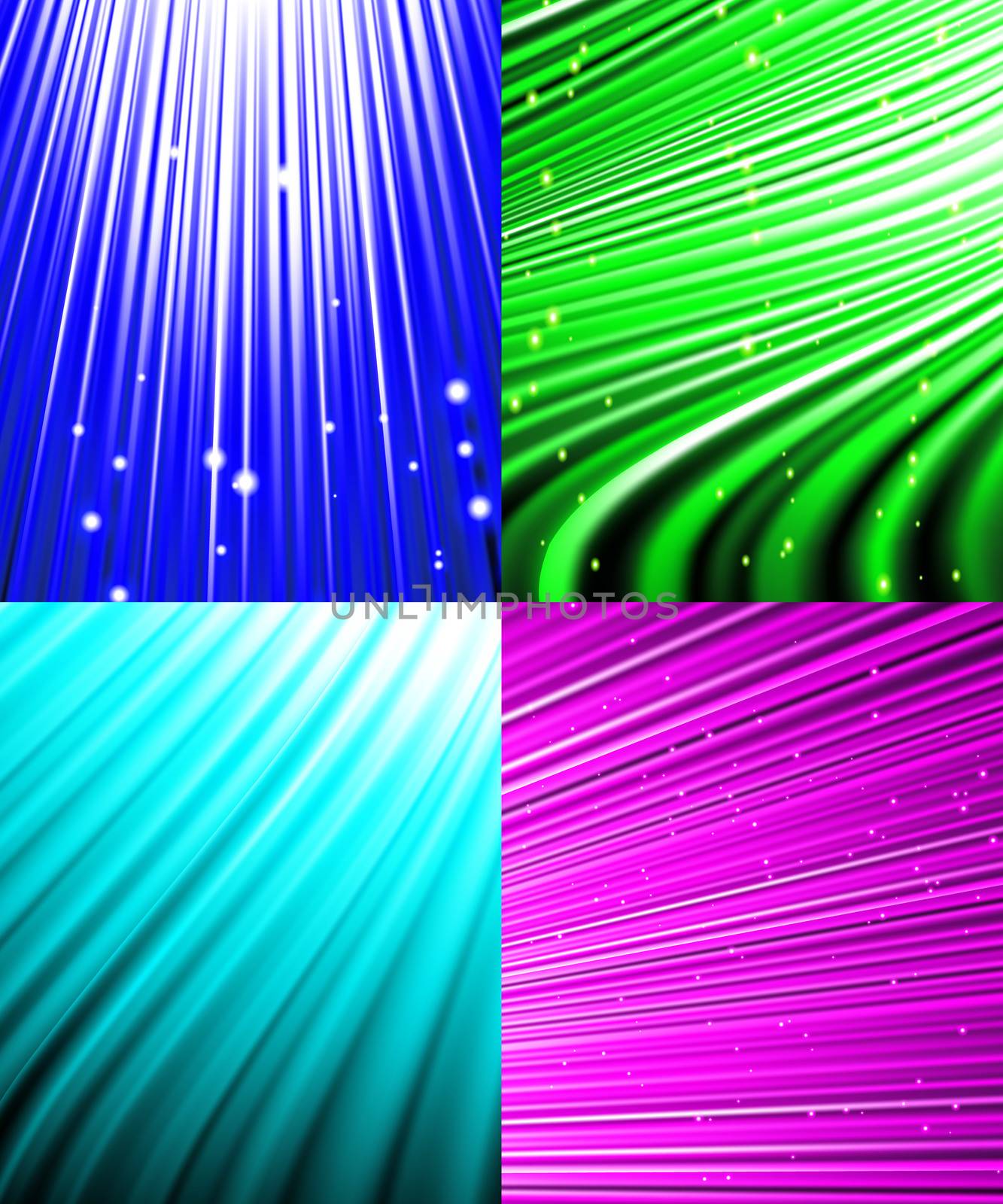 Set of Abstract luminous rays background.  illustration