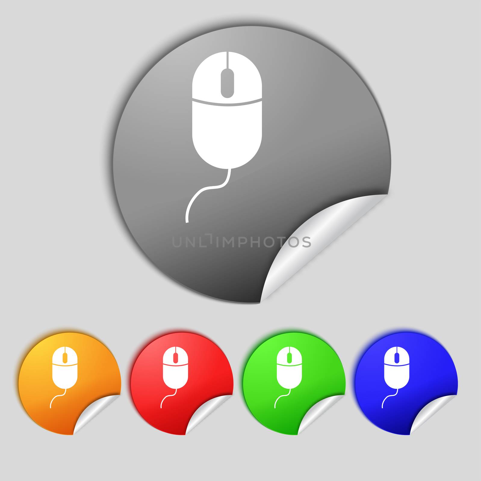 Computer mouse sign icon. Optical with wheel symbol. Set colourful buttons.  by serhii_lohvyniuk