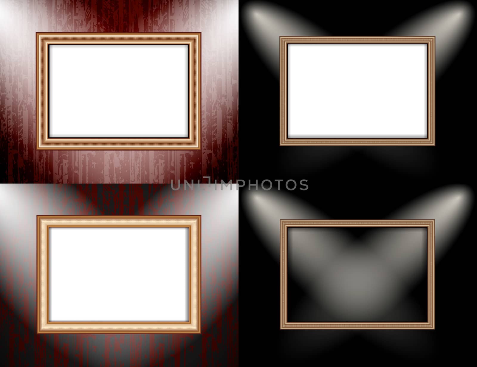 Set of Blank frame on a color wall lighting, abstract colored background with spotlights.  by serhii_lohvyniuk