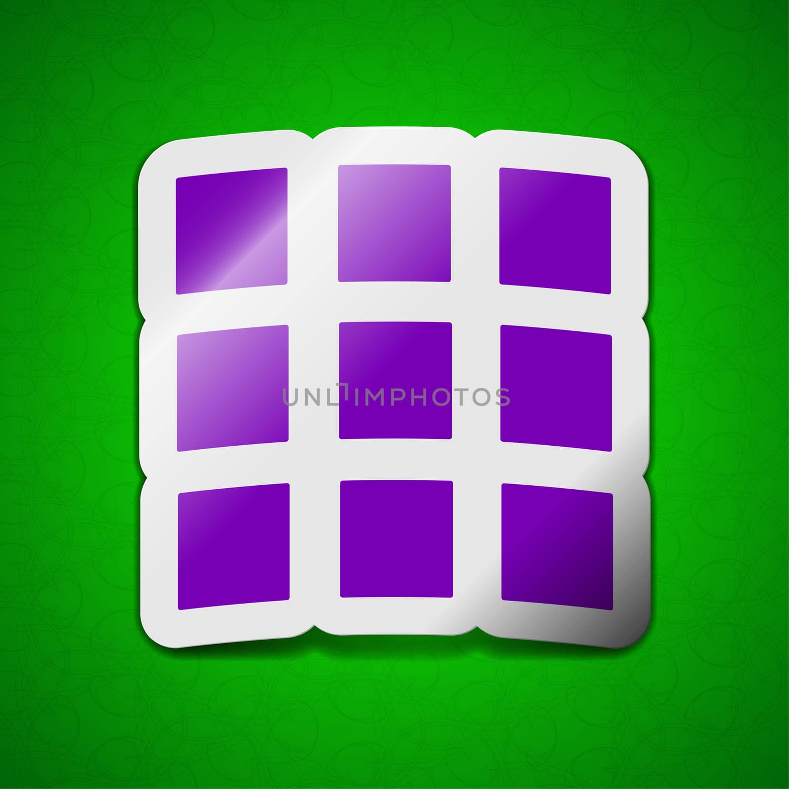 List, setting icon sign. Symbol chic colored sticky label on green background.  illustration