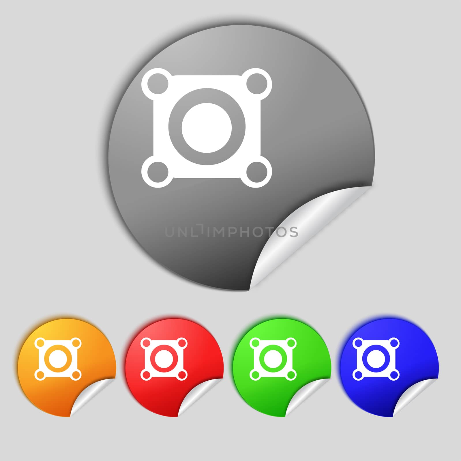 Speaker volume sign icon. Sound symbol. Set colour buttons.  by serhii_lohvyniuk