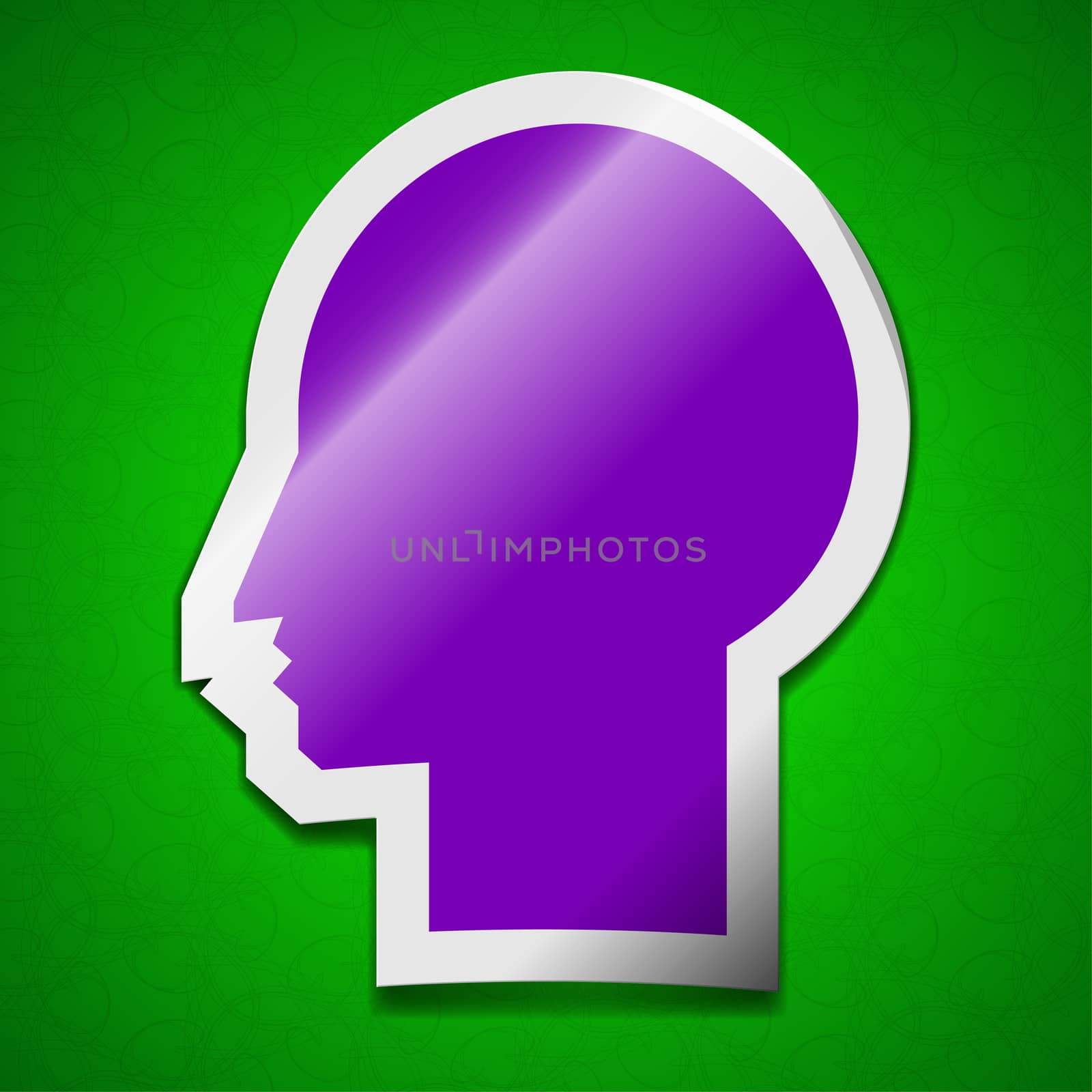 User icon sign. Symbol chic colored sticky label on green background.  illustration
