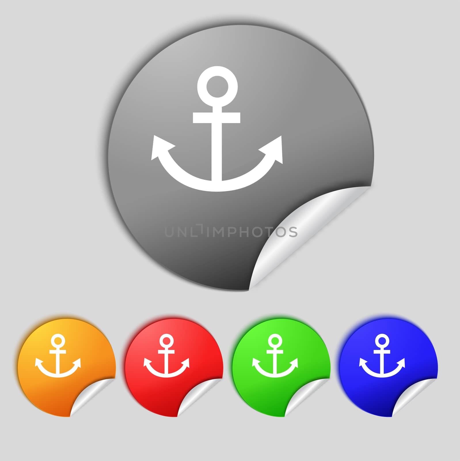 Anchor icon. Set colourful buttons sign.  illustration