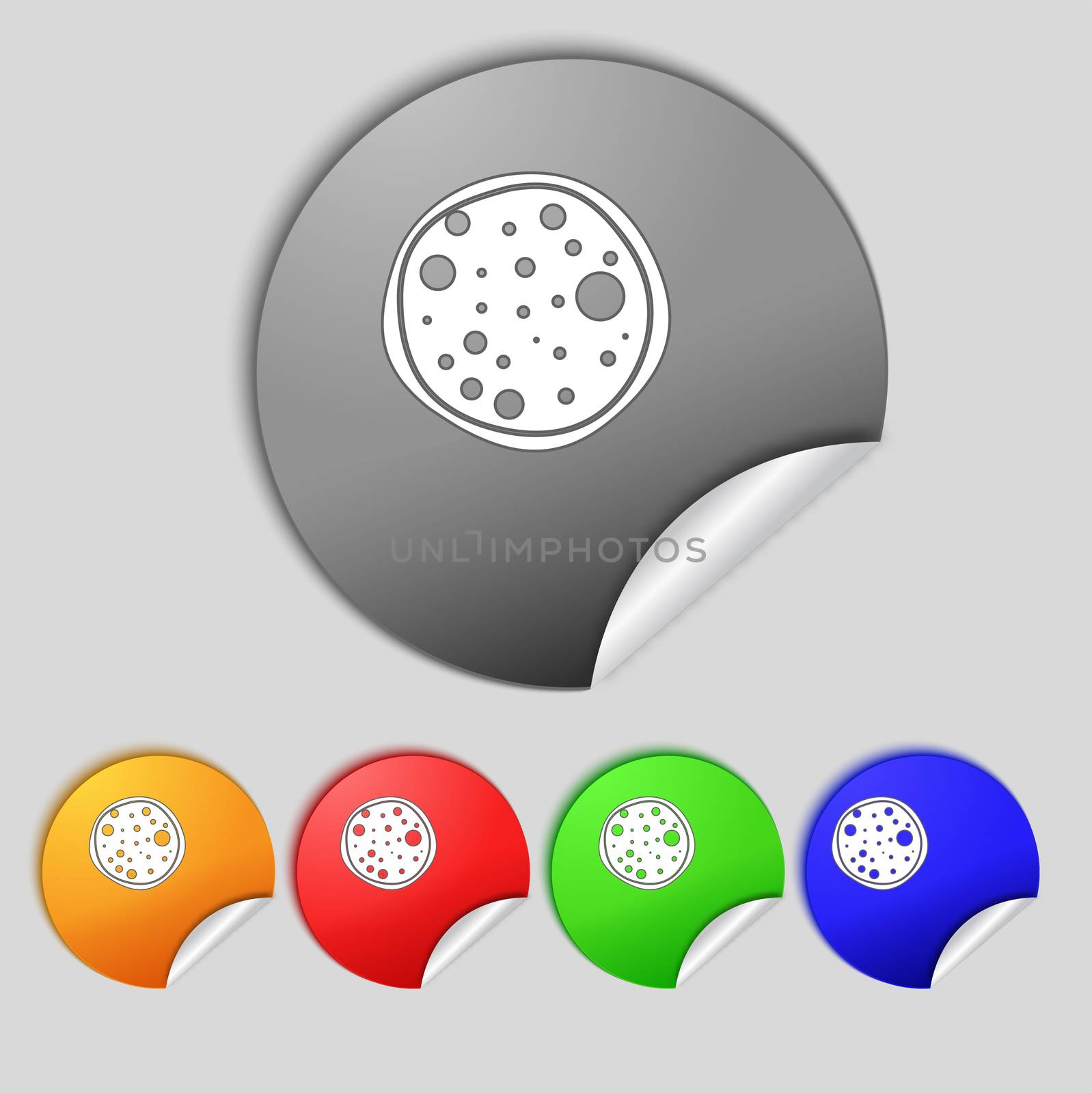 Pizza Icon. Set colourful buttons sign.  by serhii_lohvyniuk