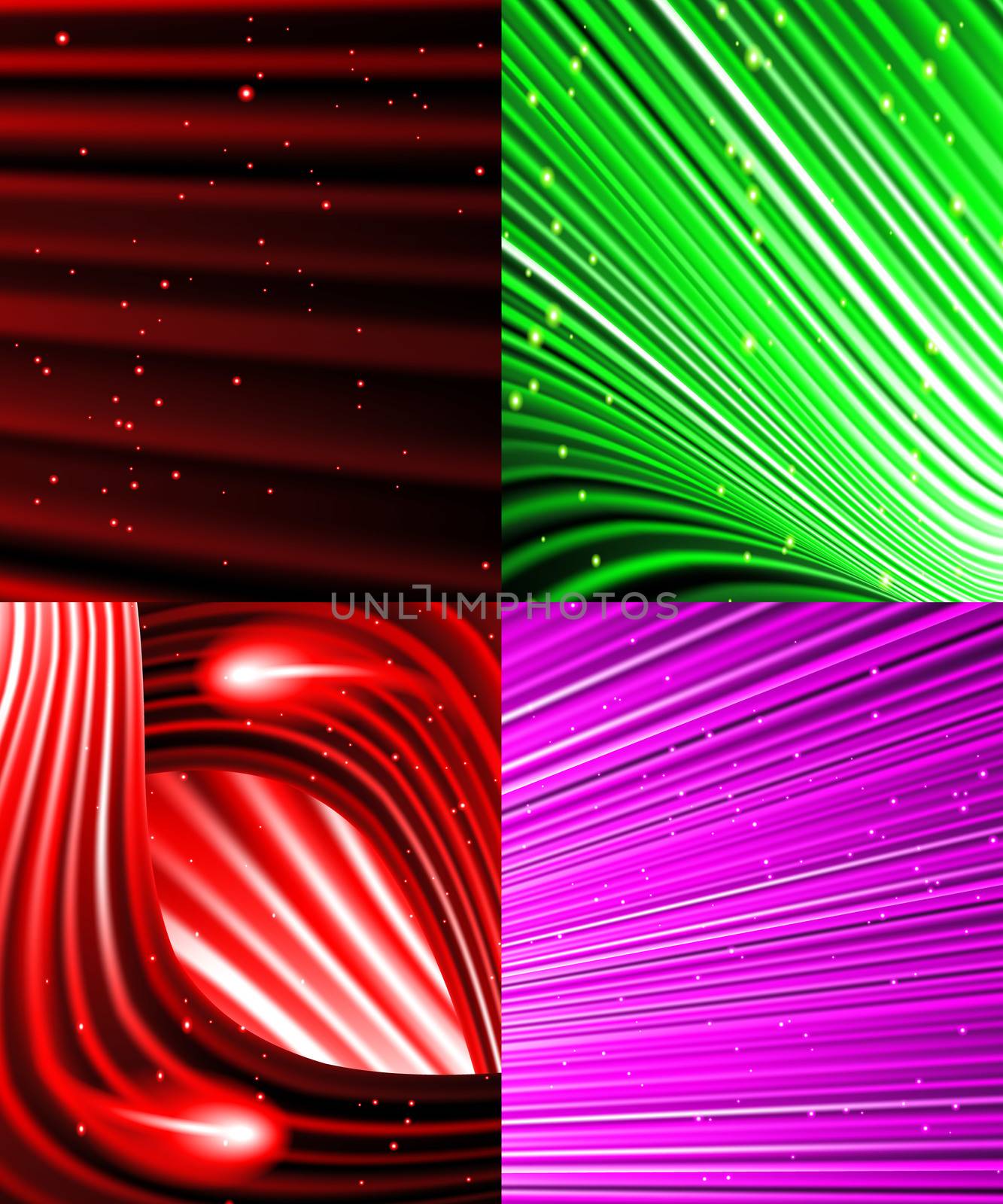 Set of Abstract luminous rays background.  illustration