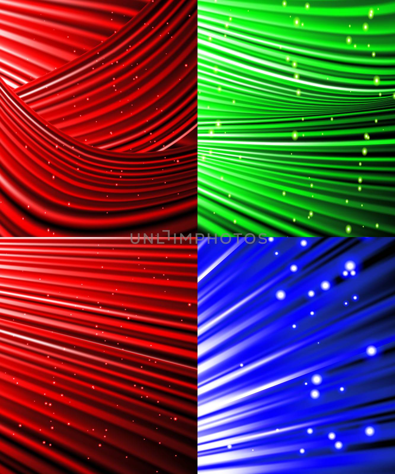 Set of Abstract luminous rays background.  illustration