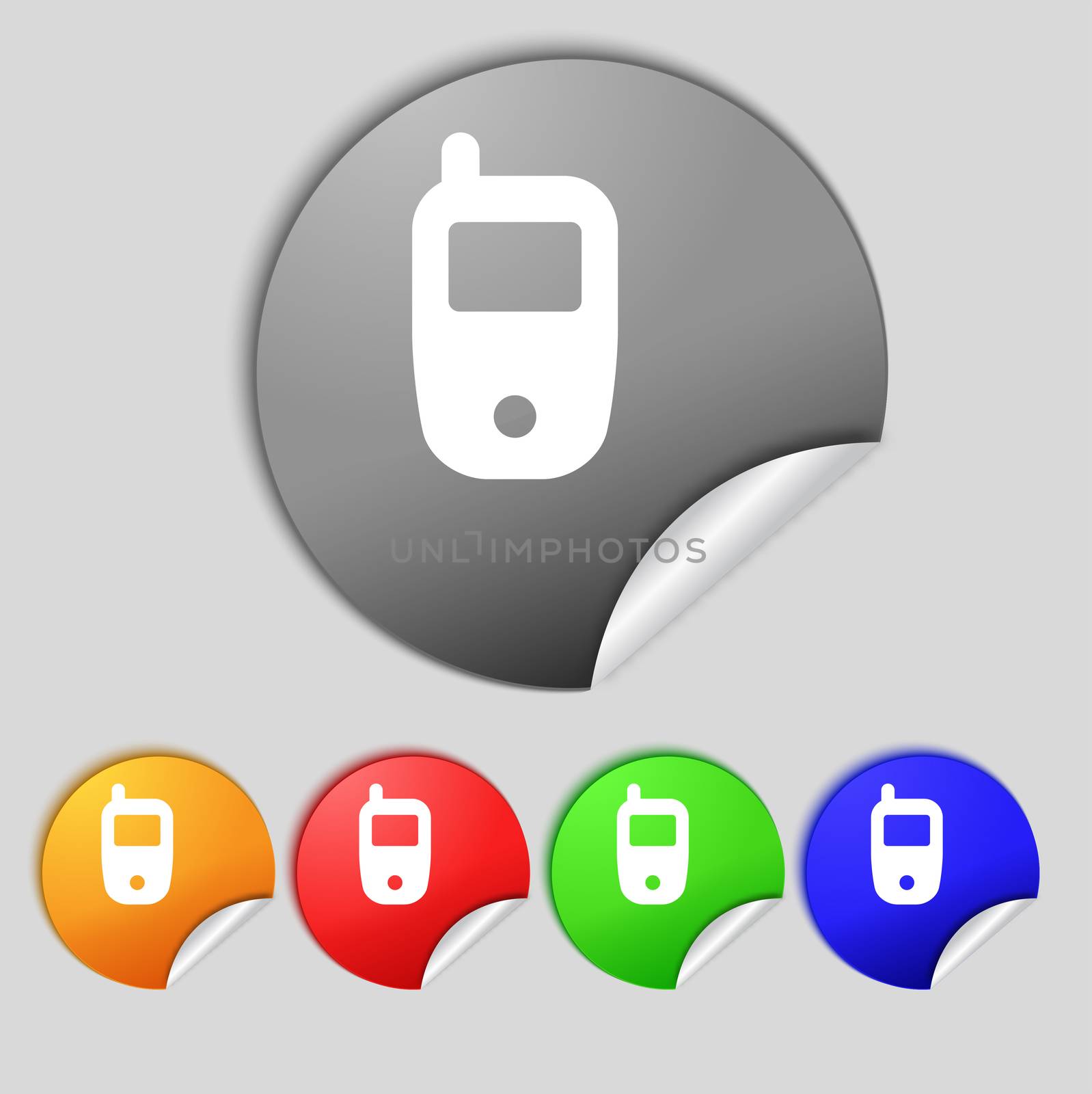 Mobile telecommunications technology symbol. Set colour buttons.  illustration