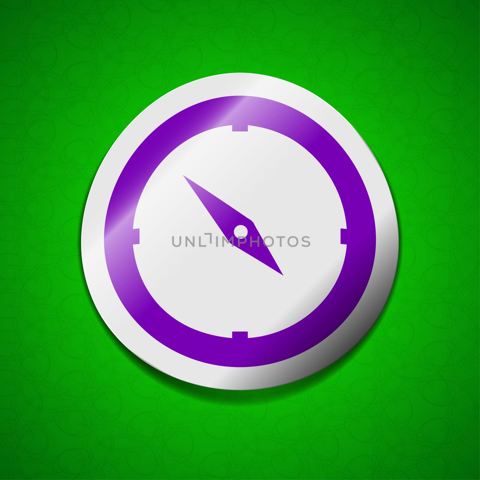 Compass icon sign. Symbol chic colored sticky label on green background.  by serhii_lohvyniuk