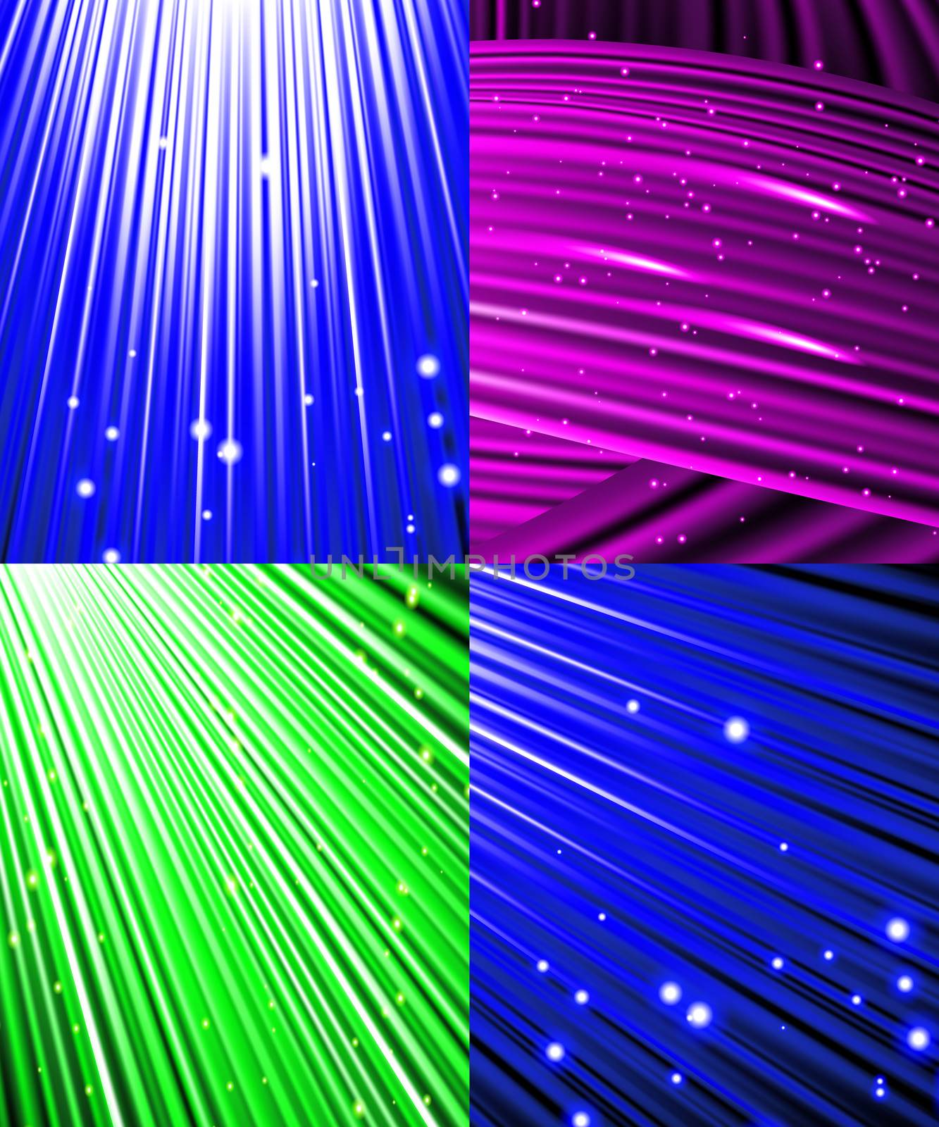 Set of Abstract luminous rays background.  illustration