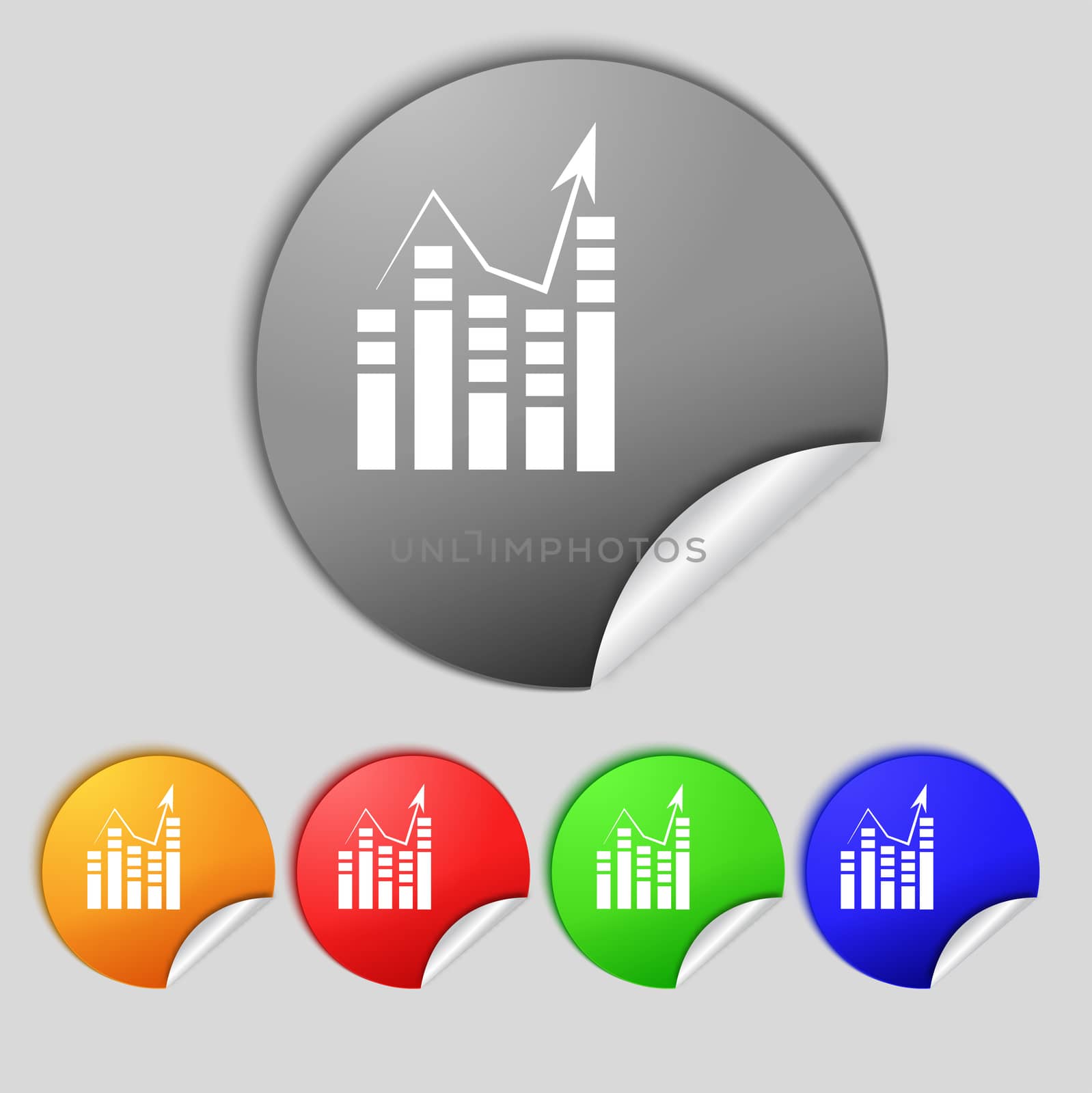 Text file sign icon. Add File document with chart symbol. Accounting symbol. Set colour buttons  illustration