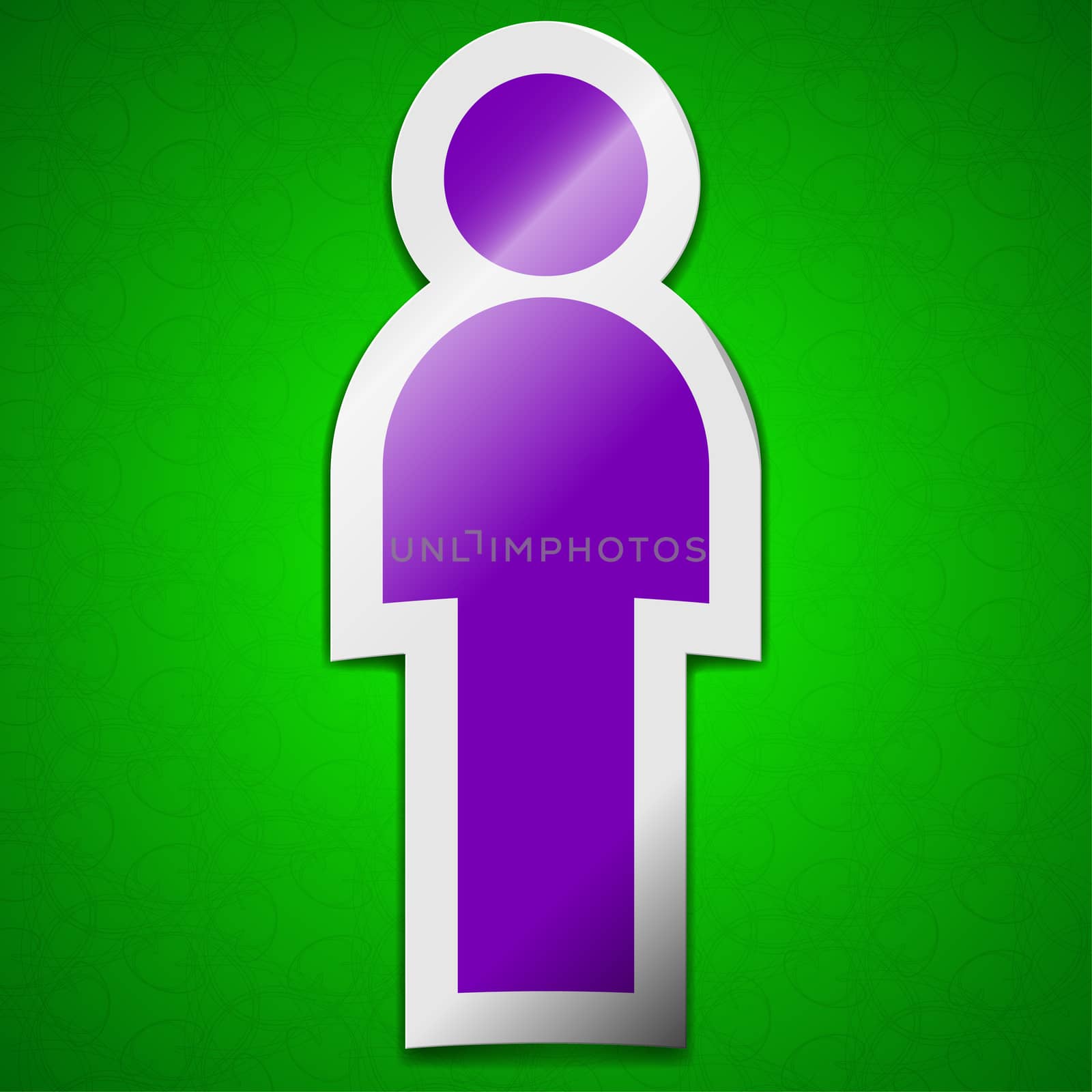 Human icon sign. Symbol chic colored sticky label on green background.  by serhii_lohvyniuk