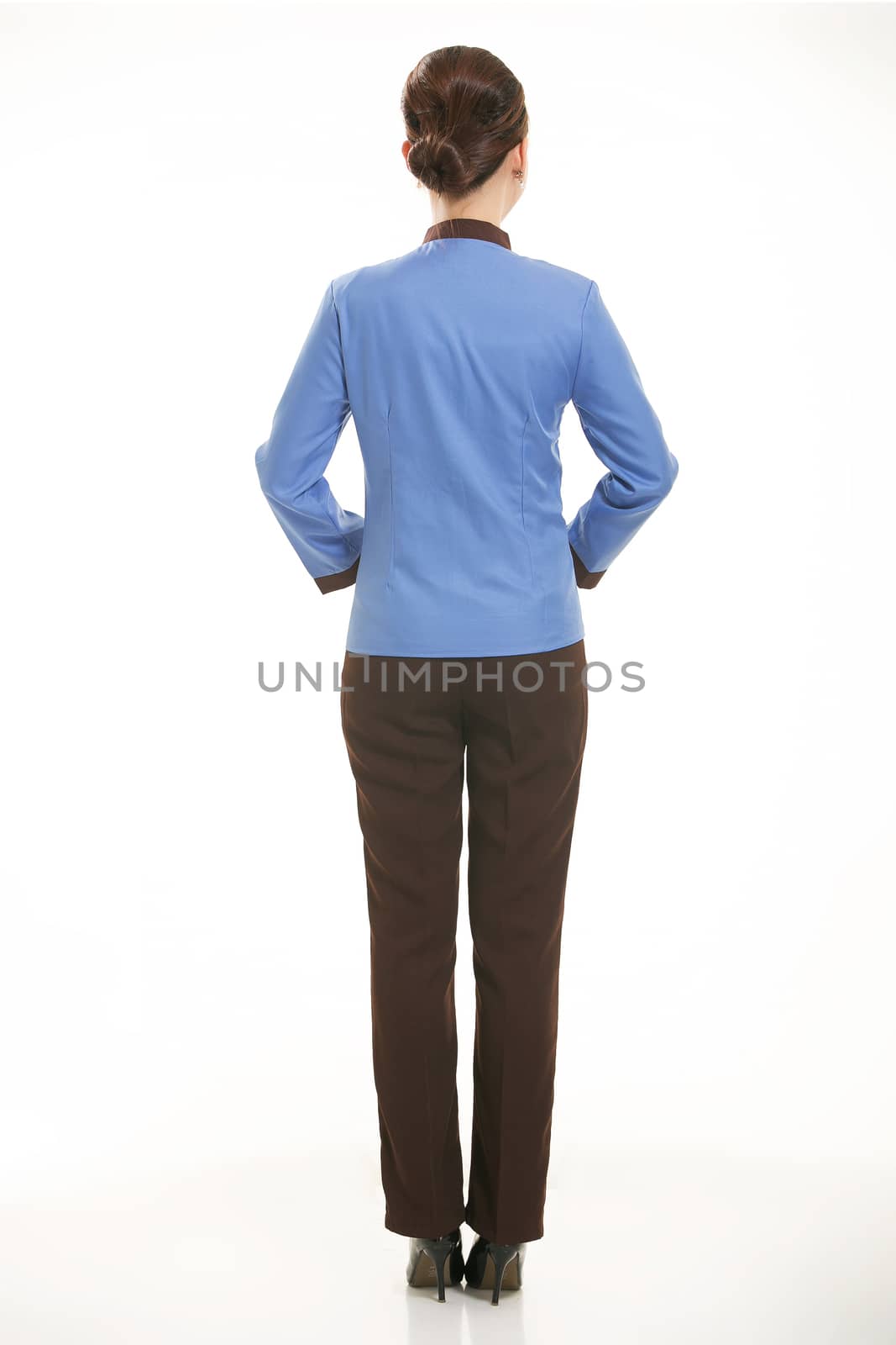 dressed in overalls who stand in front of a white background