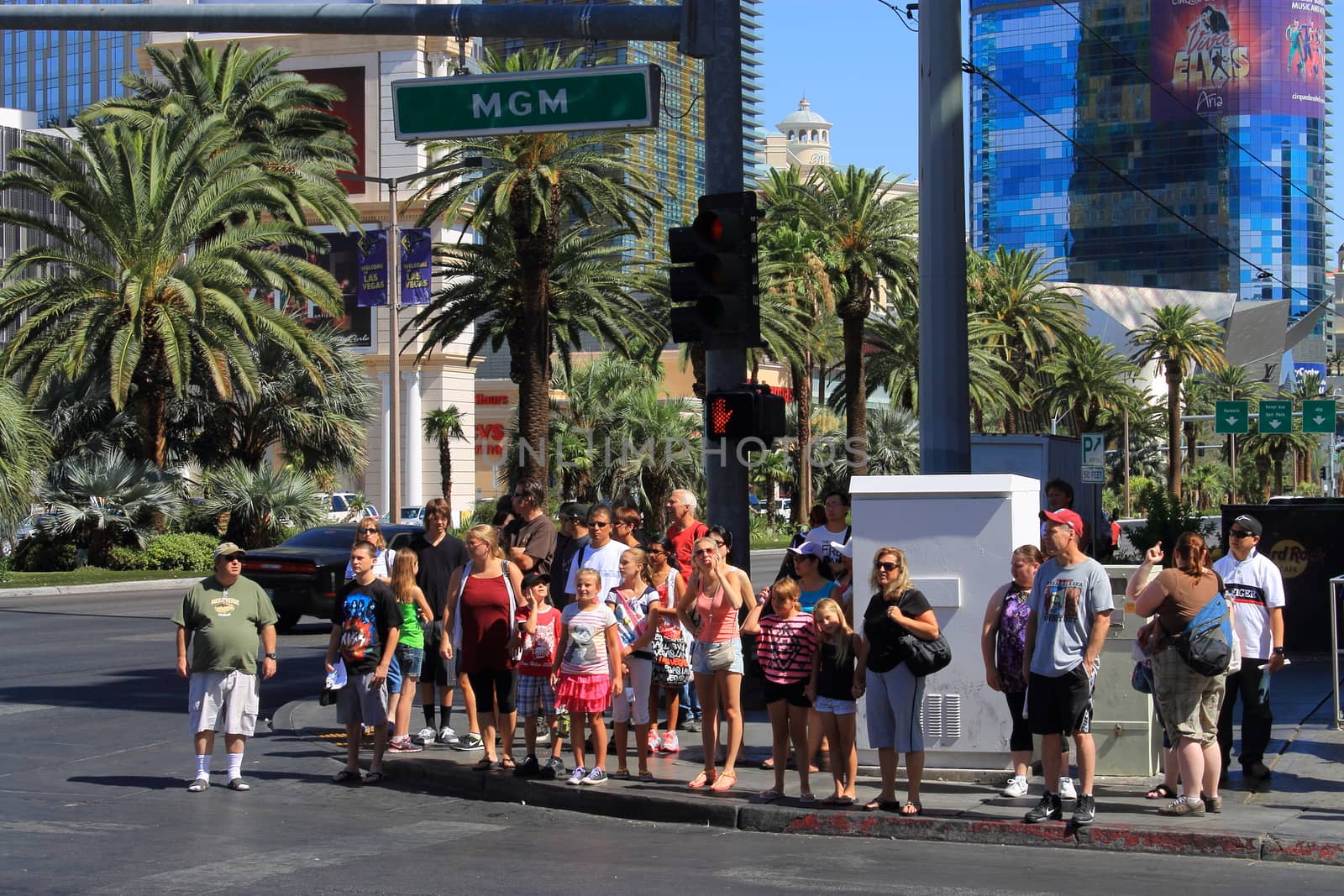 Tourists and sightseers on the famous Strip in Las Vegas