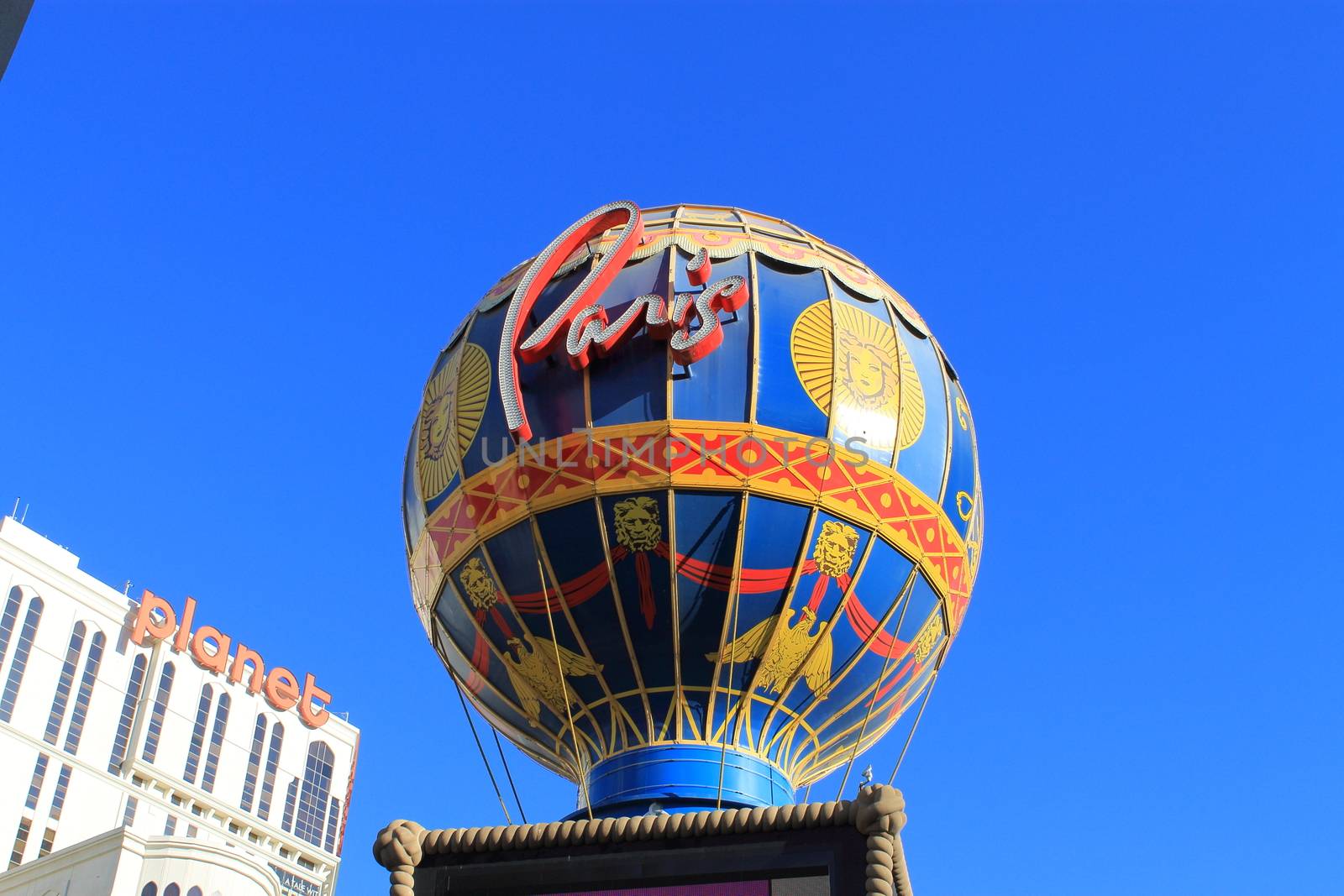 Paris Hotel and Casino on the Las Vegas Strip  The resort displays a replica of the Montgolfier balloon