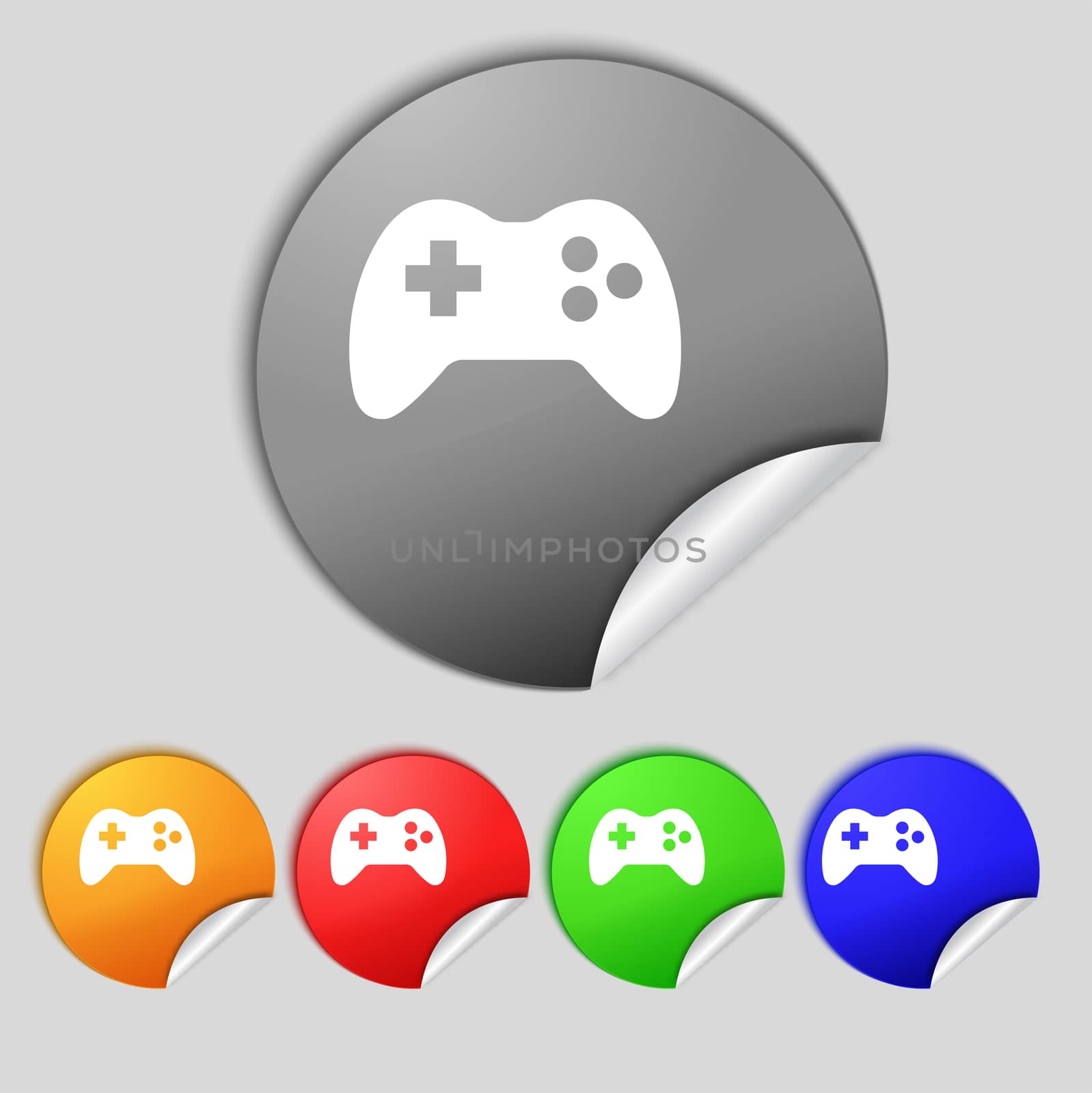 Joystick sign icon. Video game symbol. Set colourful buttons.  illustration