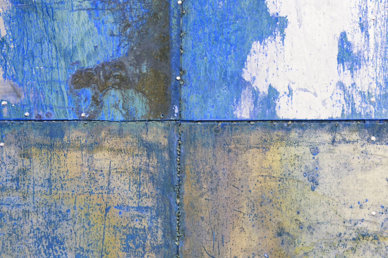 scratched and rusty blue metal surface by Chechotkin
