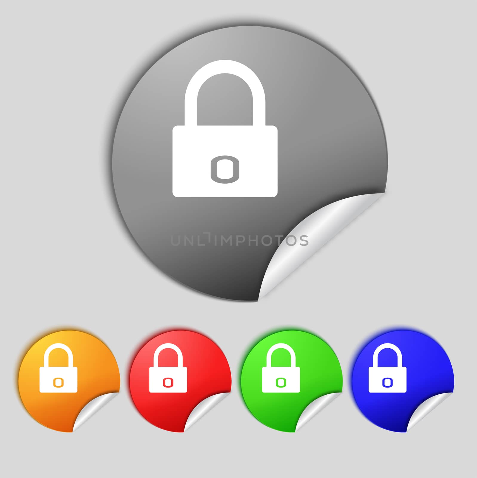 Lock sign icon. Locker symbol. Set colur buttons.  illustration