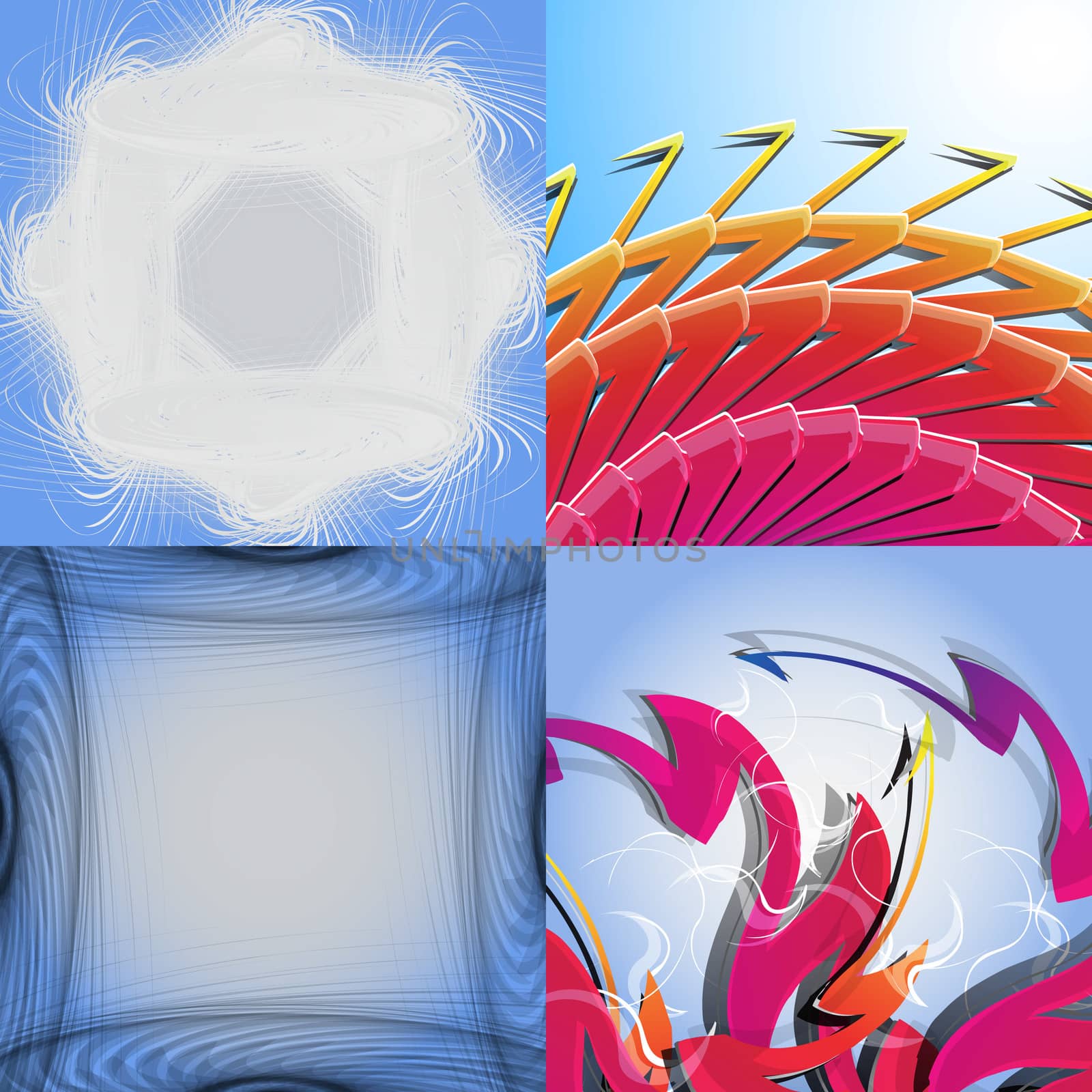 Set of Abstract modern wave colorful background.  illustration