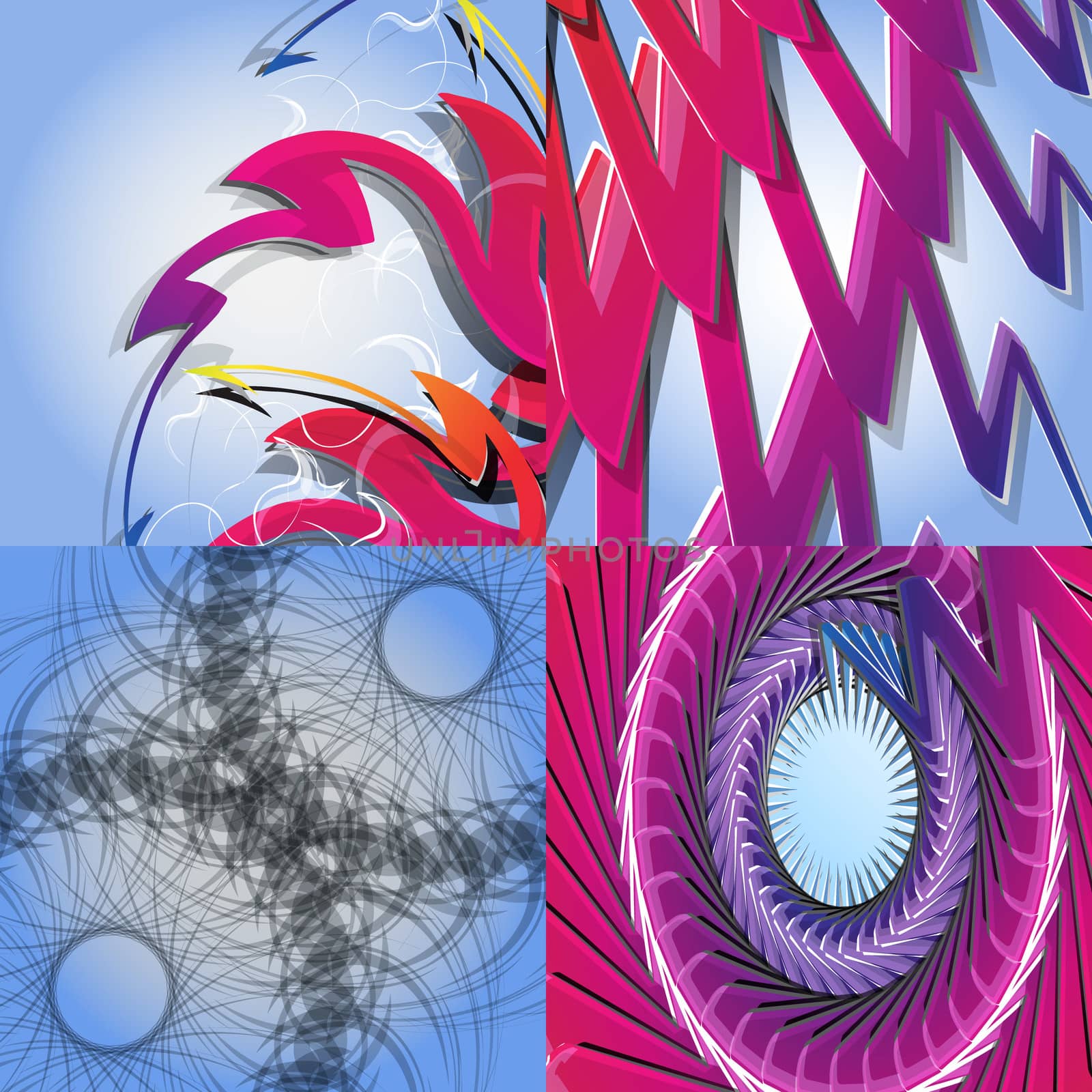 Set of Abstract modern wave colorful background.  illustration