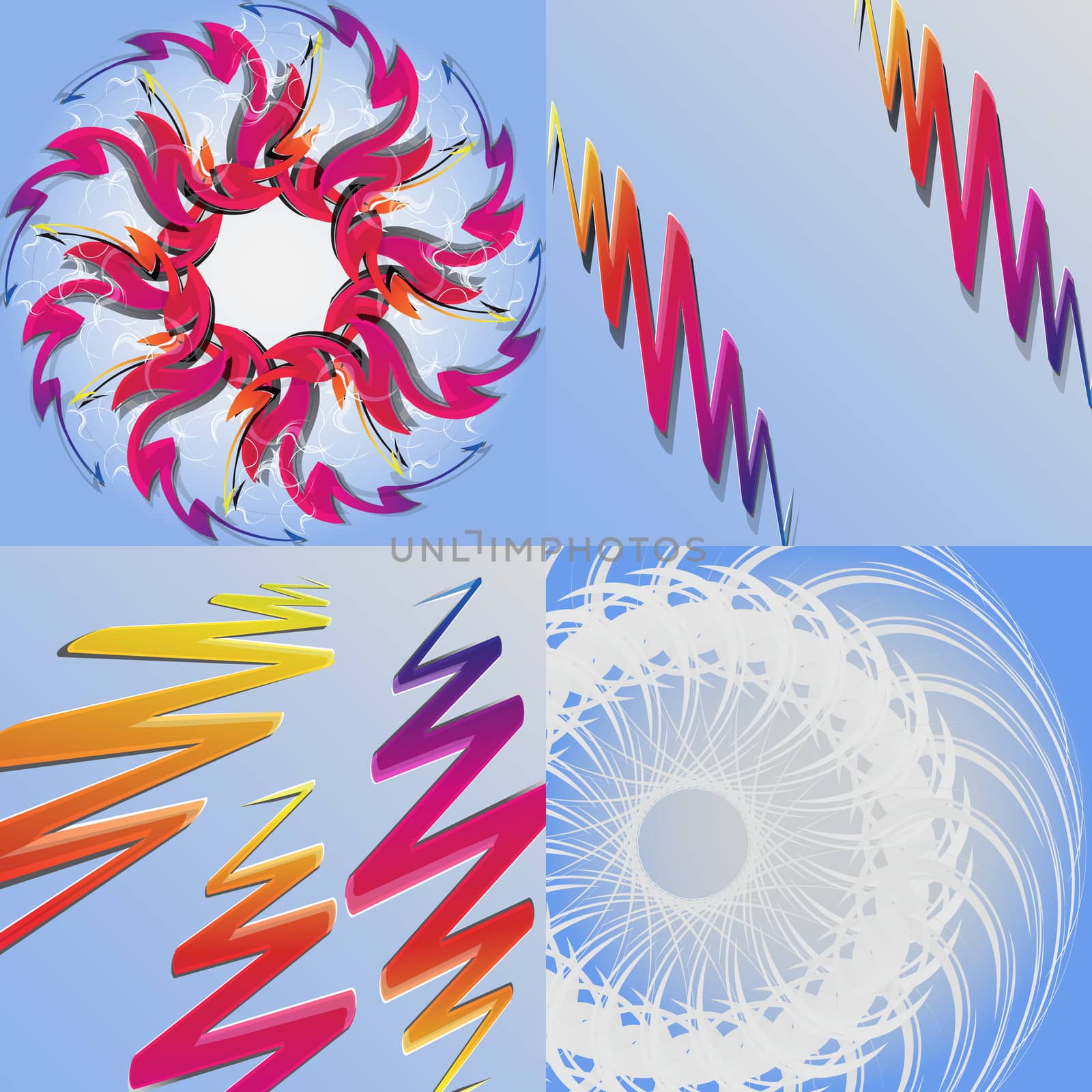 Set of abstract rainbow colored backgrounds with swirl.  Illustration