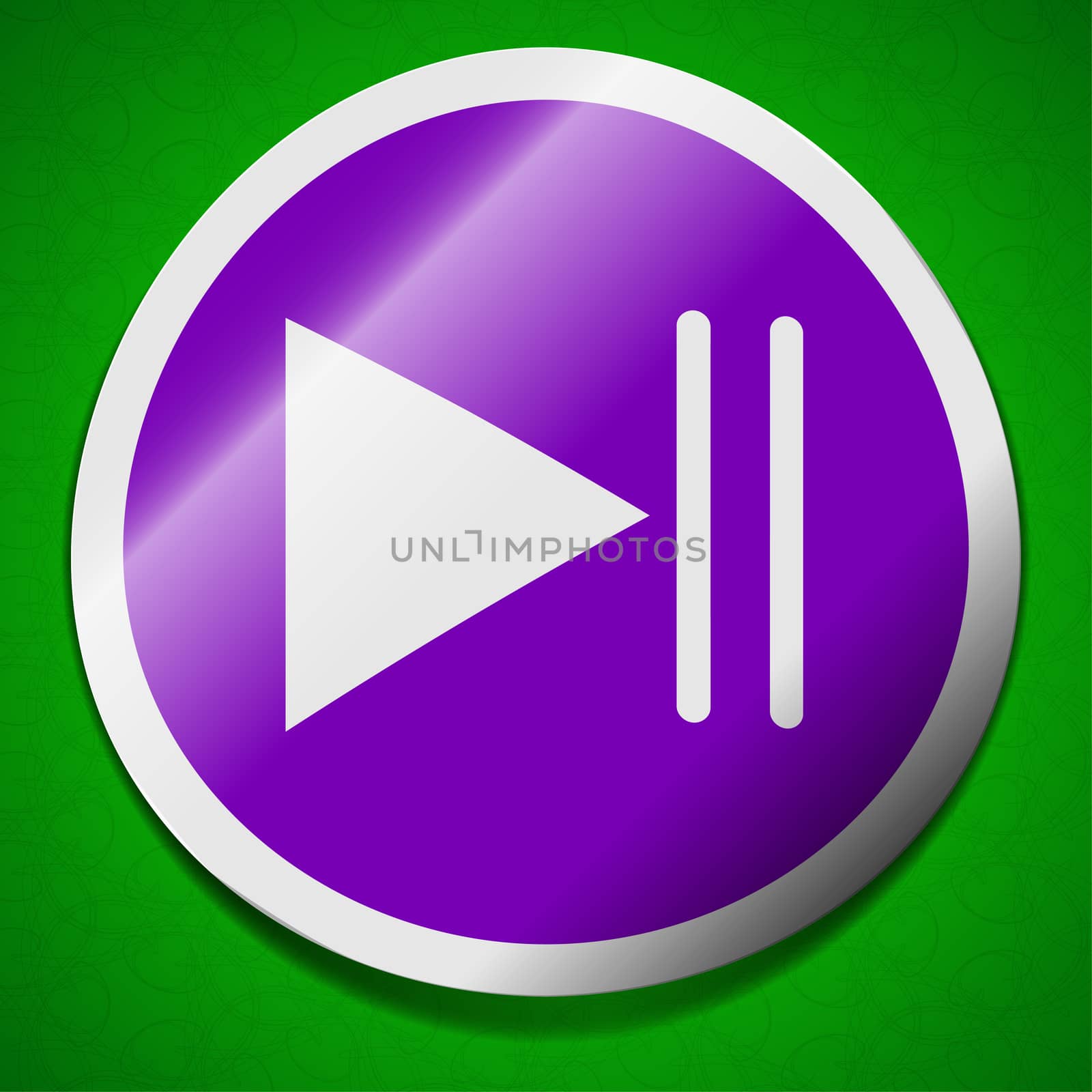 multimedia control icon sign. Symbol chic colored sticky label on green background.  by serhii_lohvyniuk