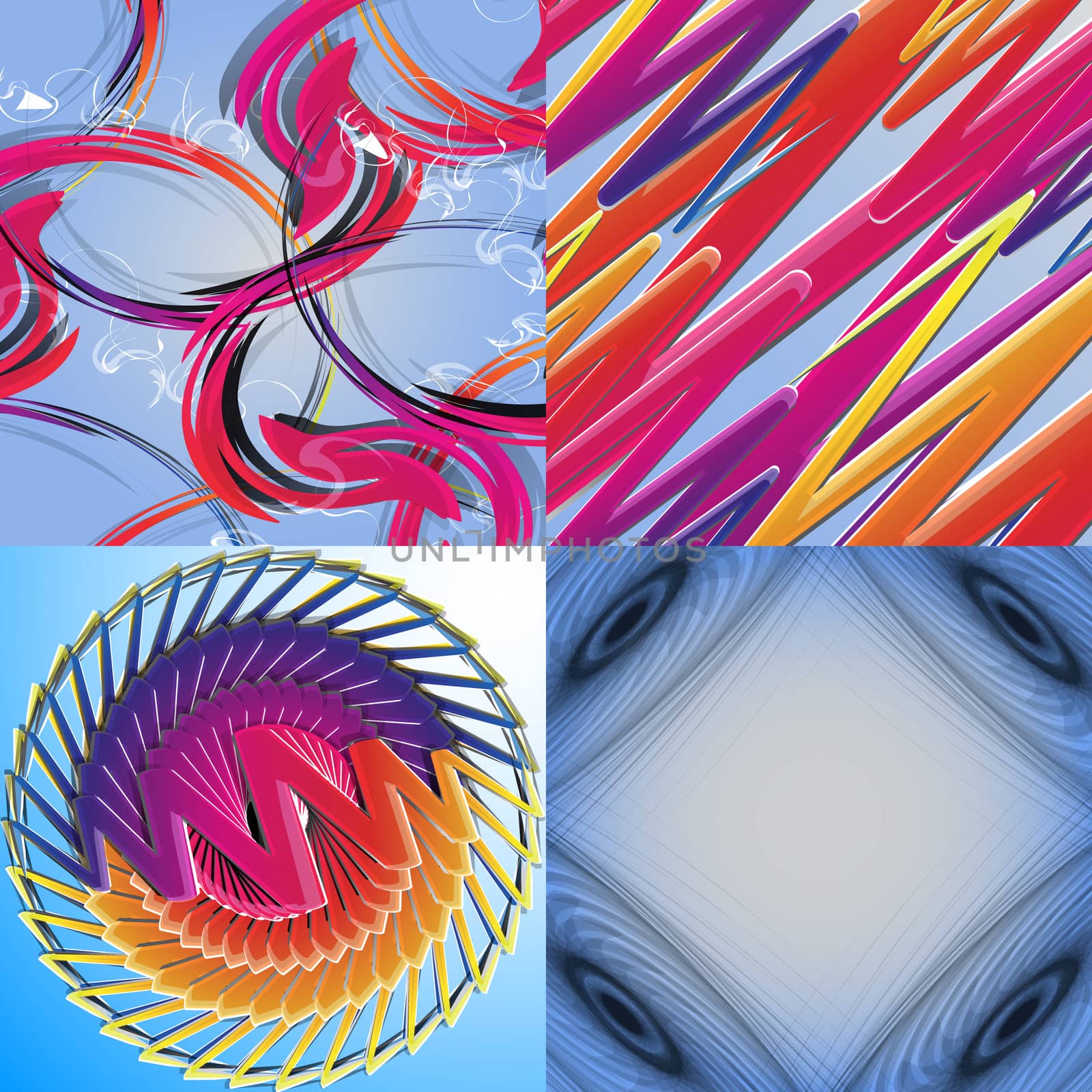 Set of abstract rainbow colored backgrounds with swirl.  by serhii_lohvyniuk