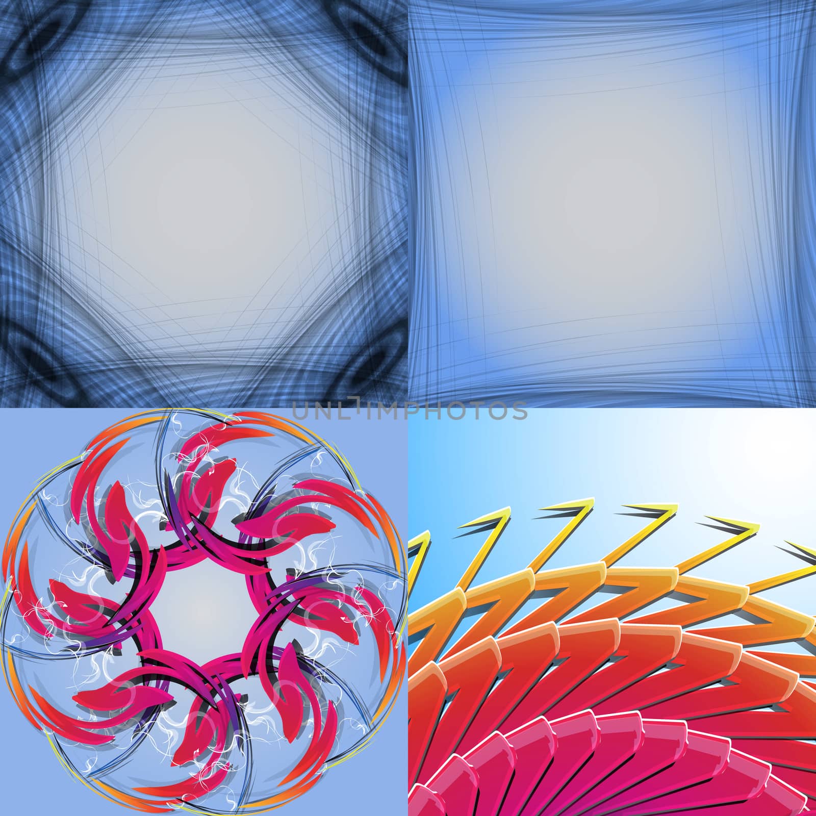 Set of abstract rainbow colored backgrounds with swirl.  Illustration