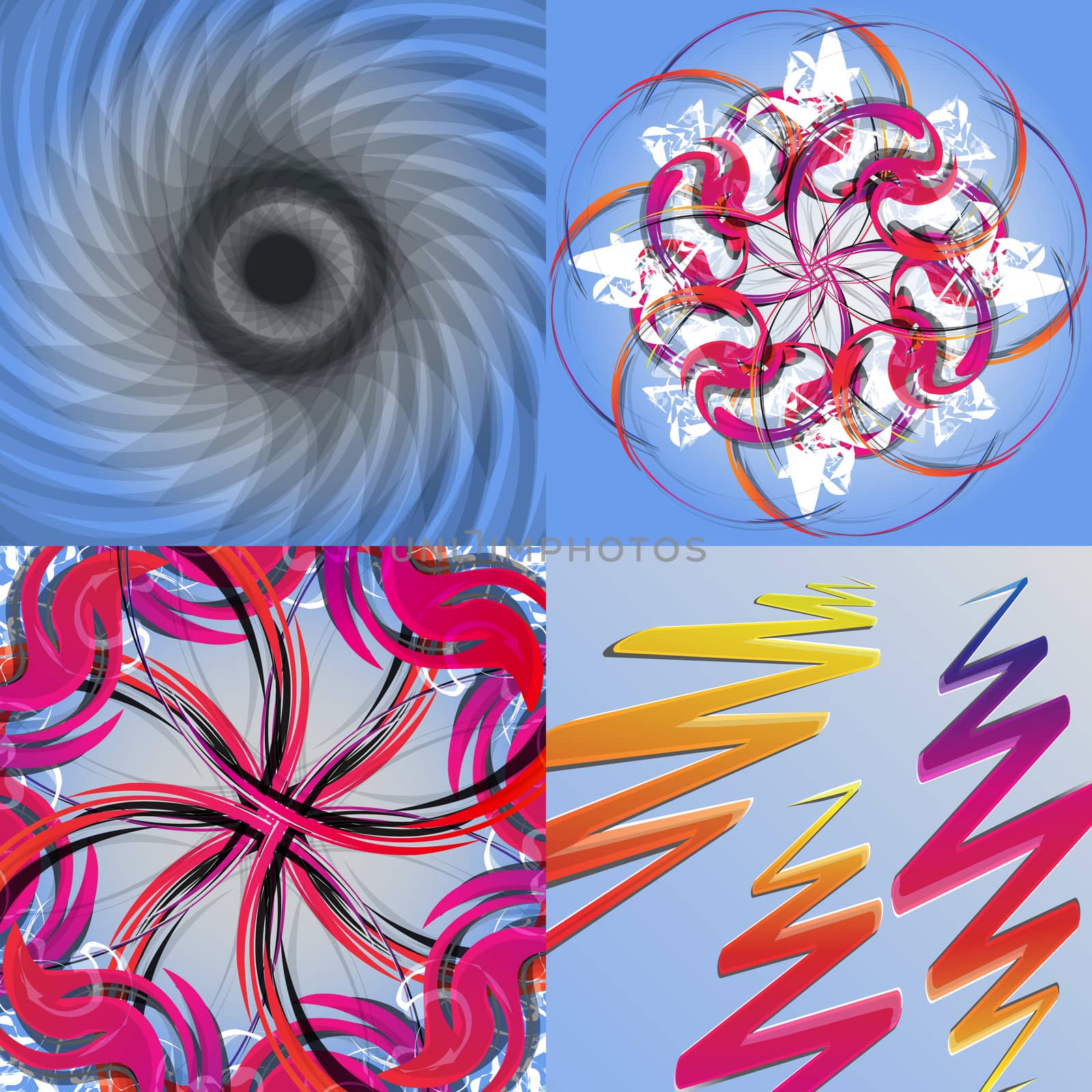 Set of abstract rainbow colored backgrounds with swirl.  by serhii_lohvyniuk