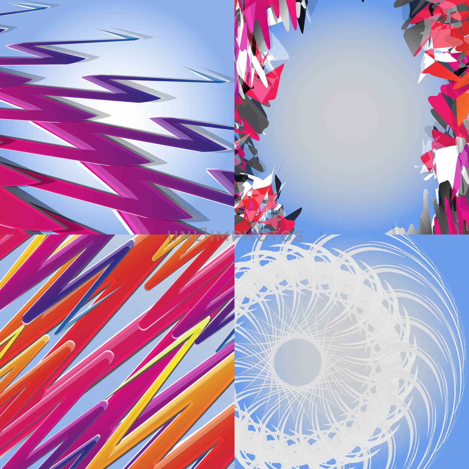 Set of abstract rainbow colored backgrounds with swirl.  Illustration