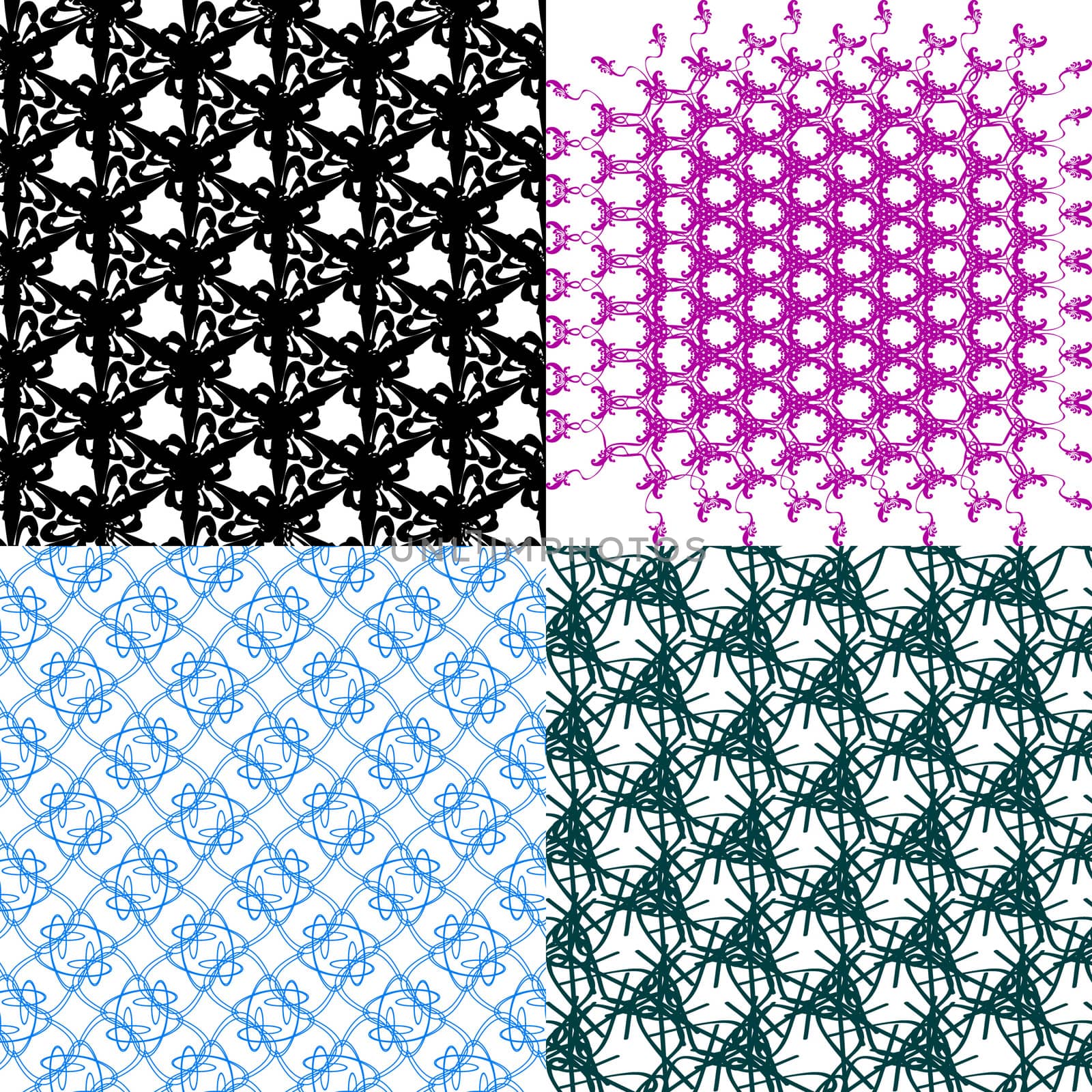 Set of 4 monochrome elegant patterns. ornaments. May be used as background. backdrop by serhii_lohvyniuk