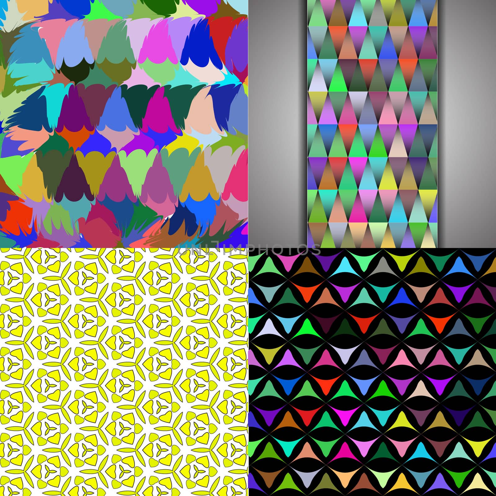 Set of Abstract rainbow colorful tiles mosaic painting geometric palette pattern background.  by serhii_lohvyniuk