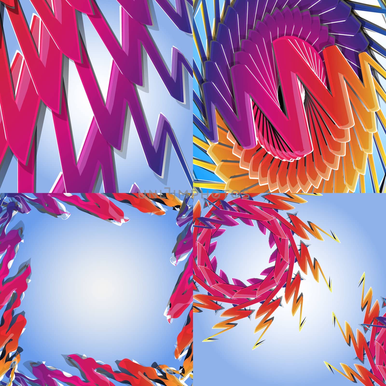 Set of abstract rainbow colored backgrounds with swirl.  Illustration