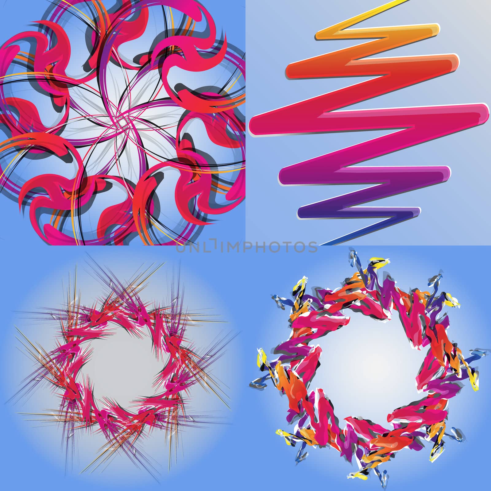 Set of abstract rainbow colored backgrounds with swirl.  by serhii_lohvyniuk