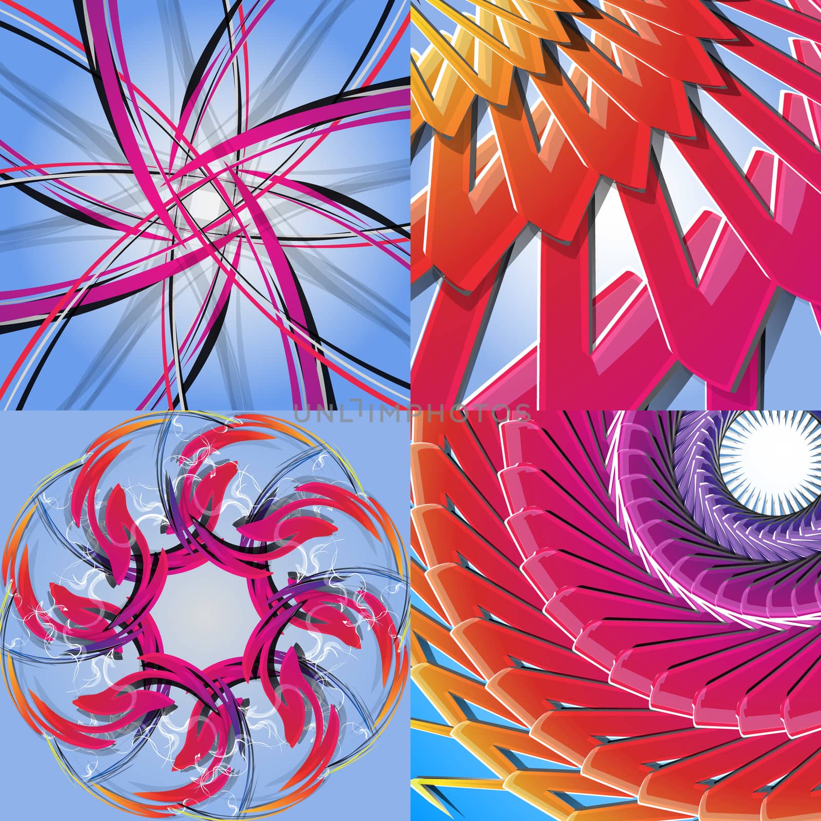 Set of abstract rainbow colored backgrounds with swirl.  by serhii_lohvyniuk
