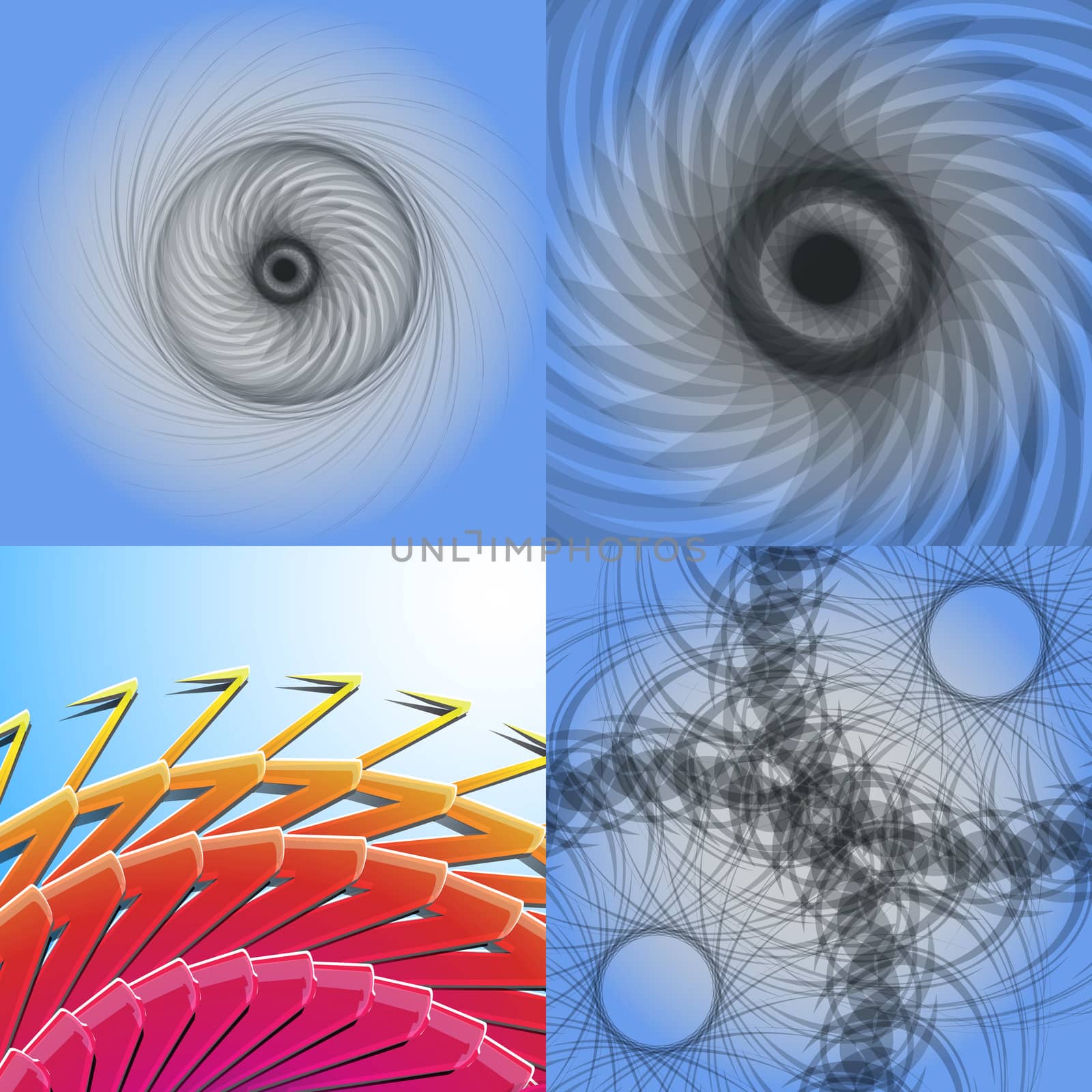 Set of abstract rainbow colored backgrounds with swirl.  by serhii_lohvyniuk