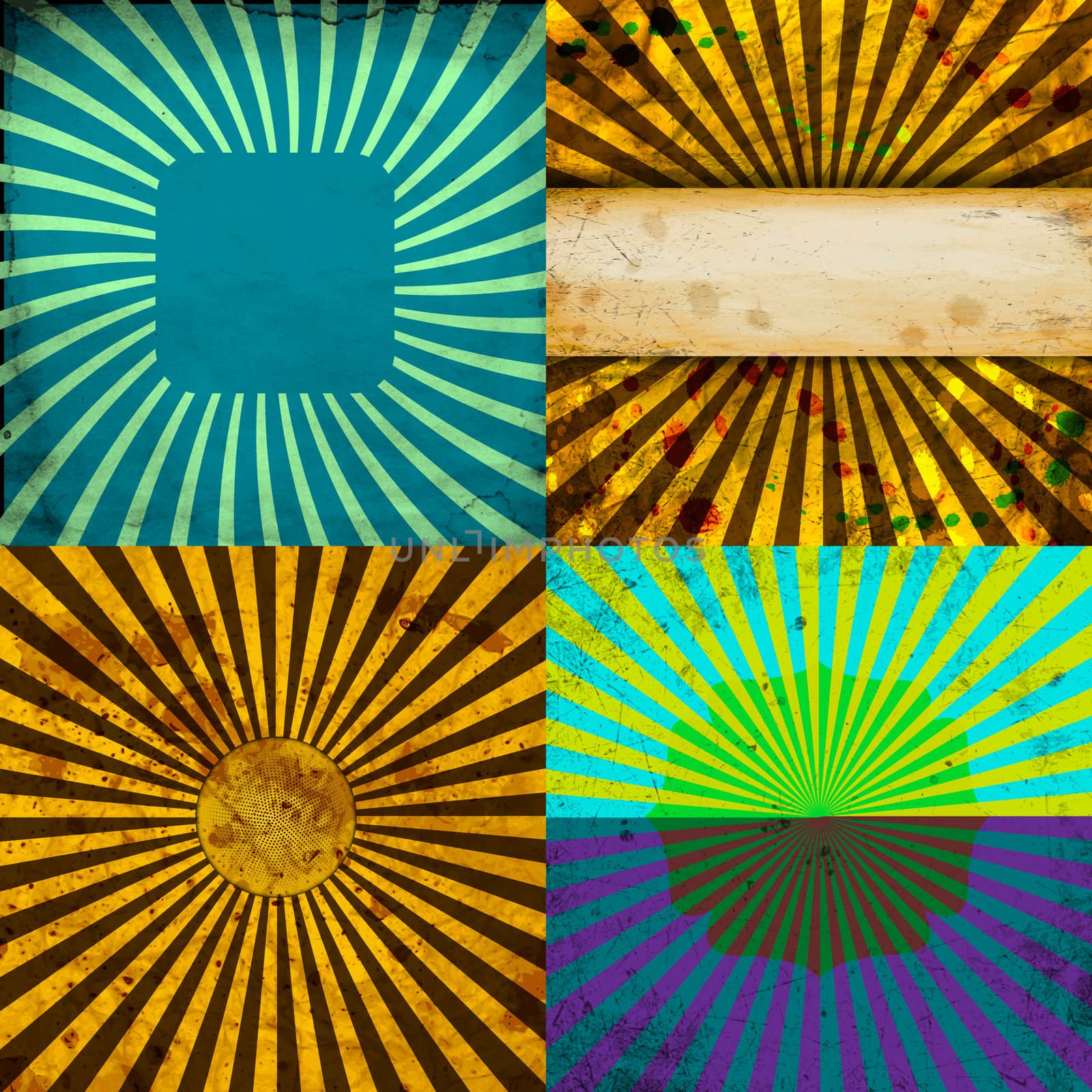 Set Vintage Colored Rays background. .  illustration