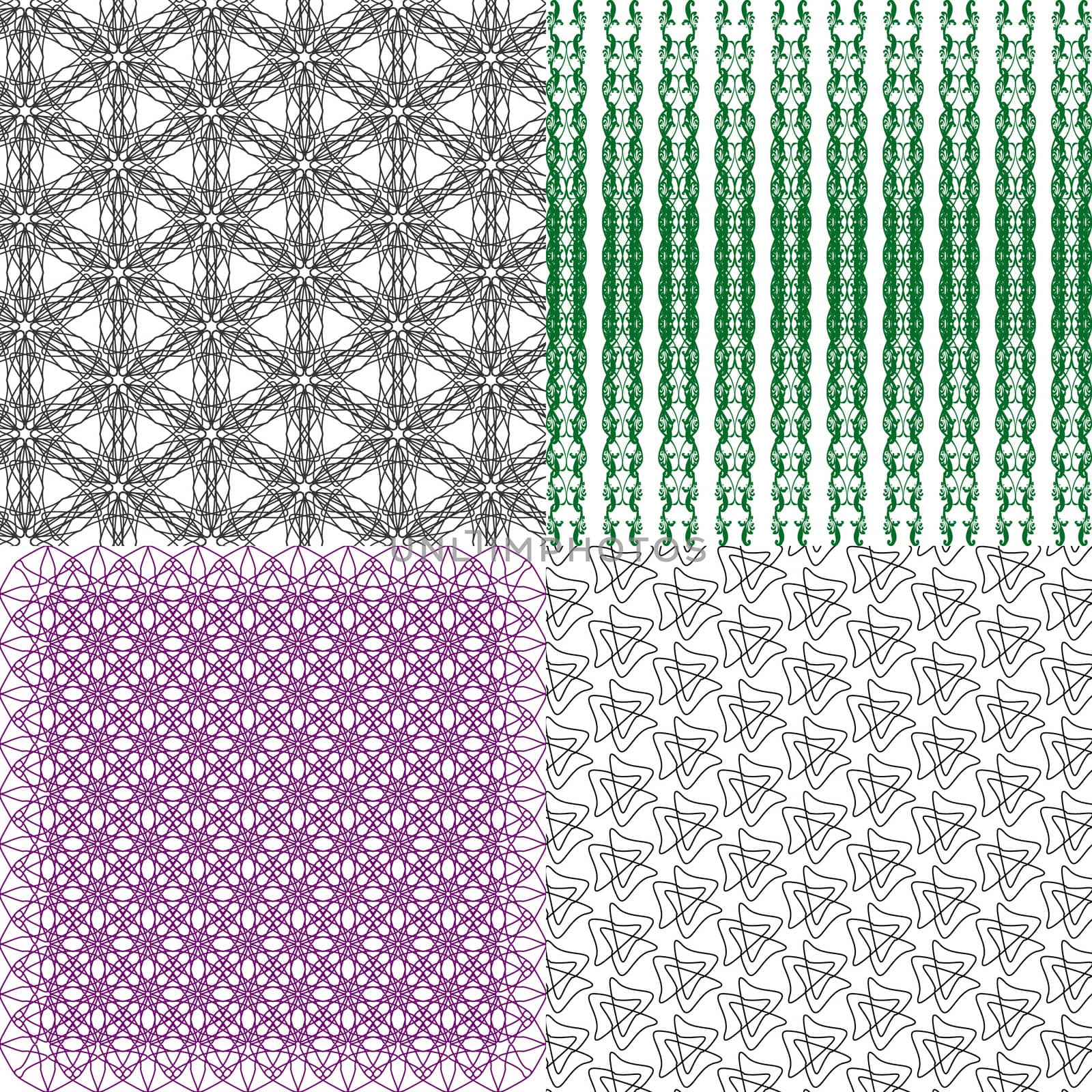 4 Geometric patterns, tiling. Set of  abstract vintage backgrounds.  illustration