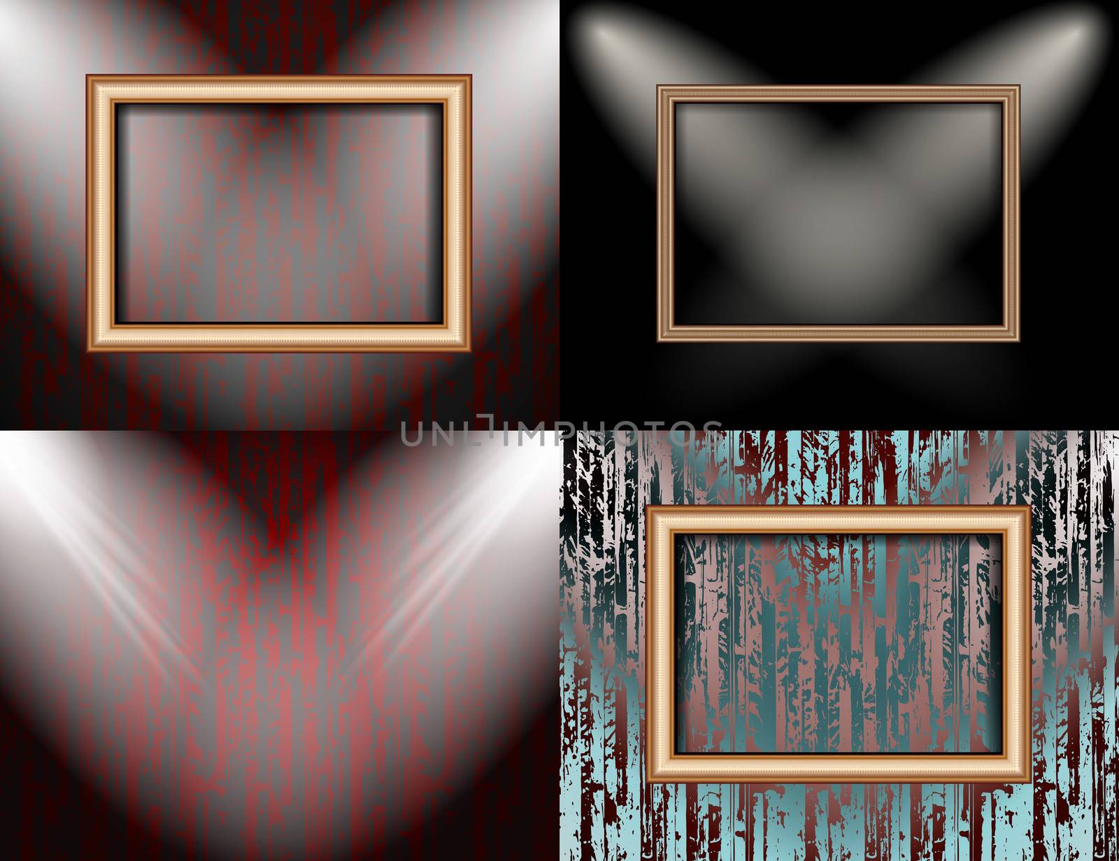 Set of Background with frames and spotlights.  illustration