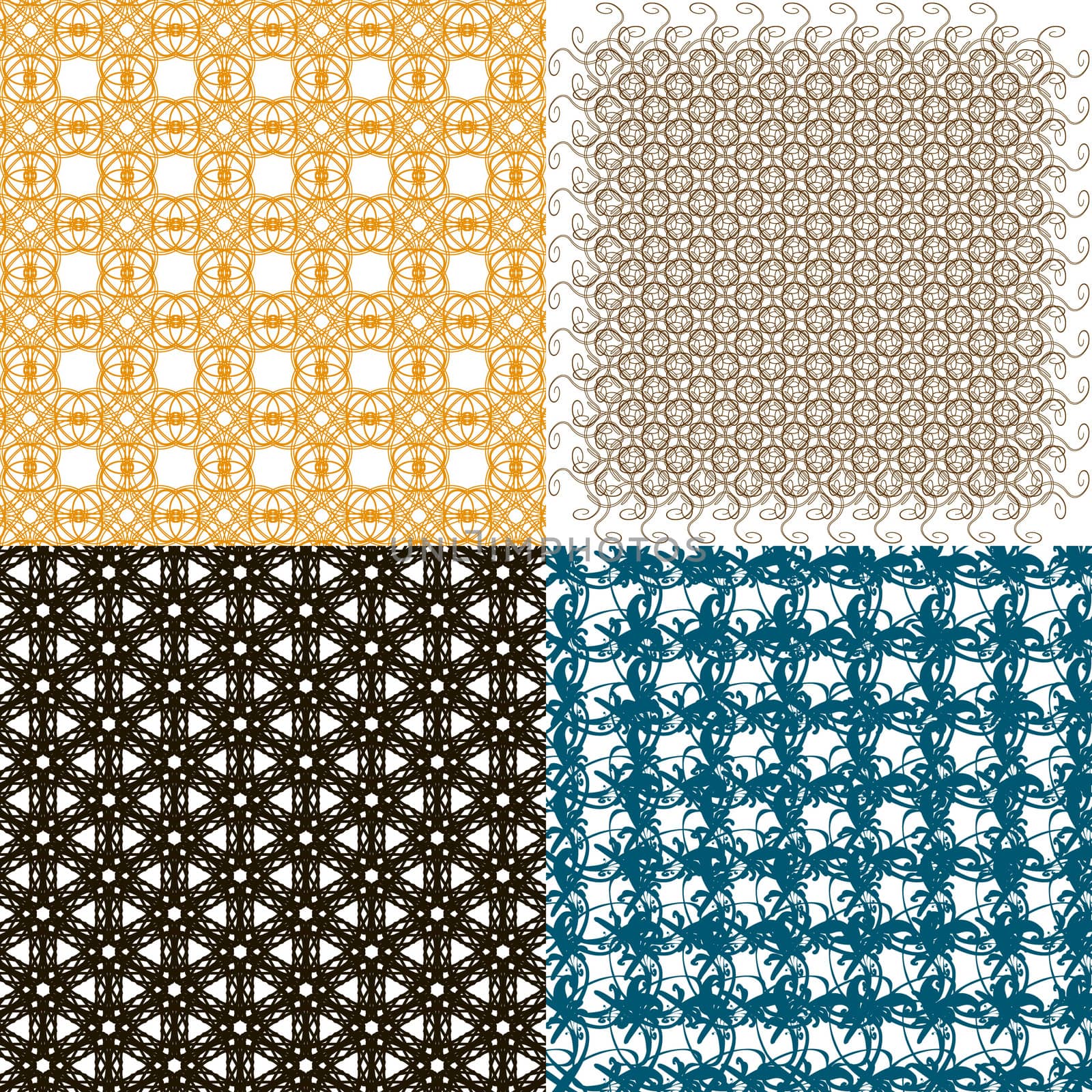 4 Geometric patterns, tiling. Set of  abstract vintage backgrounds.  illustration